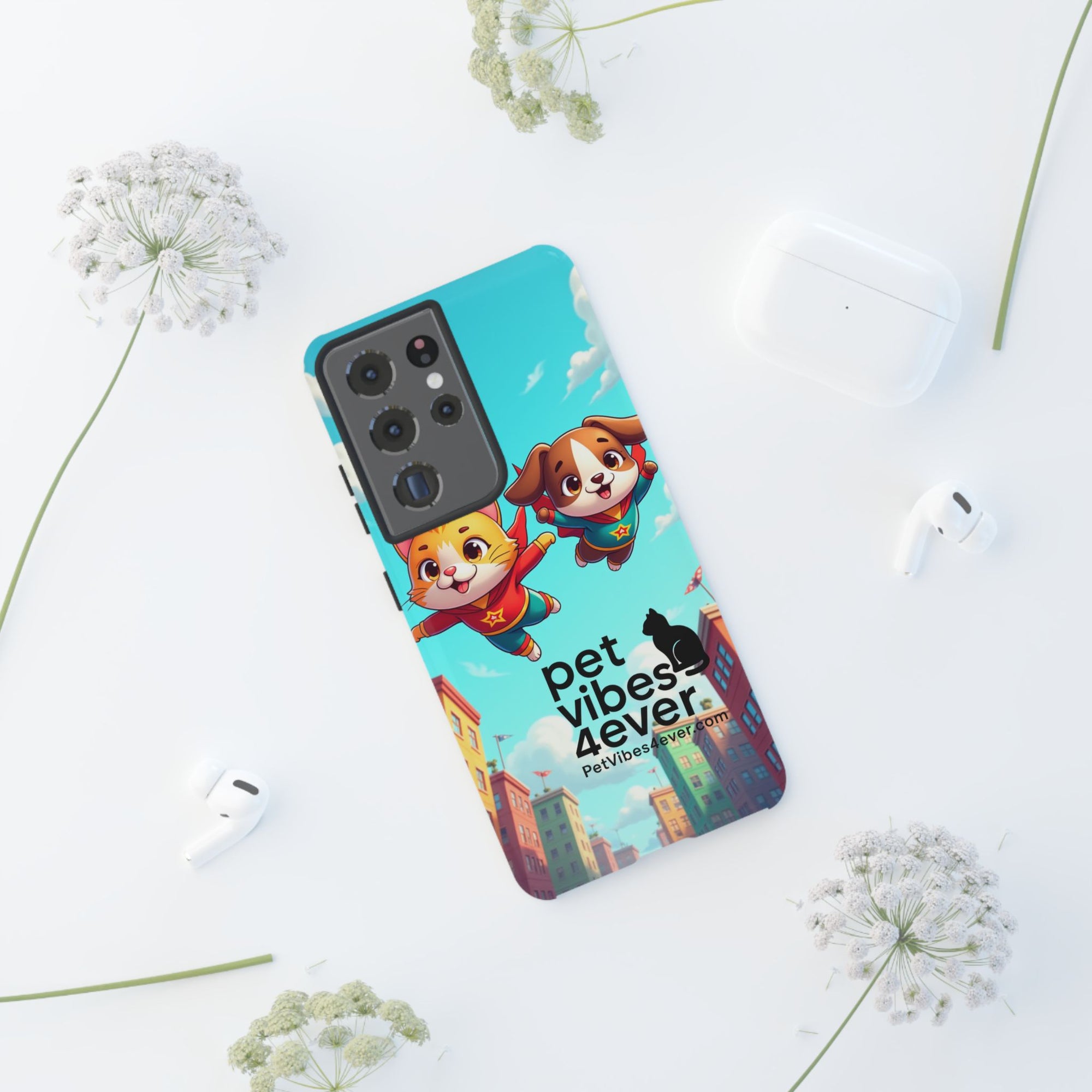 Pet Vibes Forever Tough Phone Cases, Cute Dog and Cat Design, Pet Lover Gift, Fun Phone Accessory, Animal Theme Decor