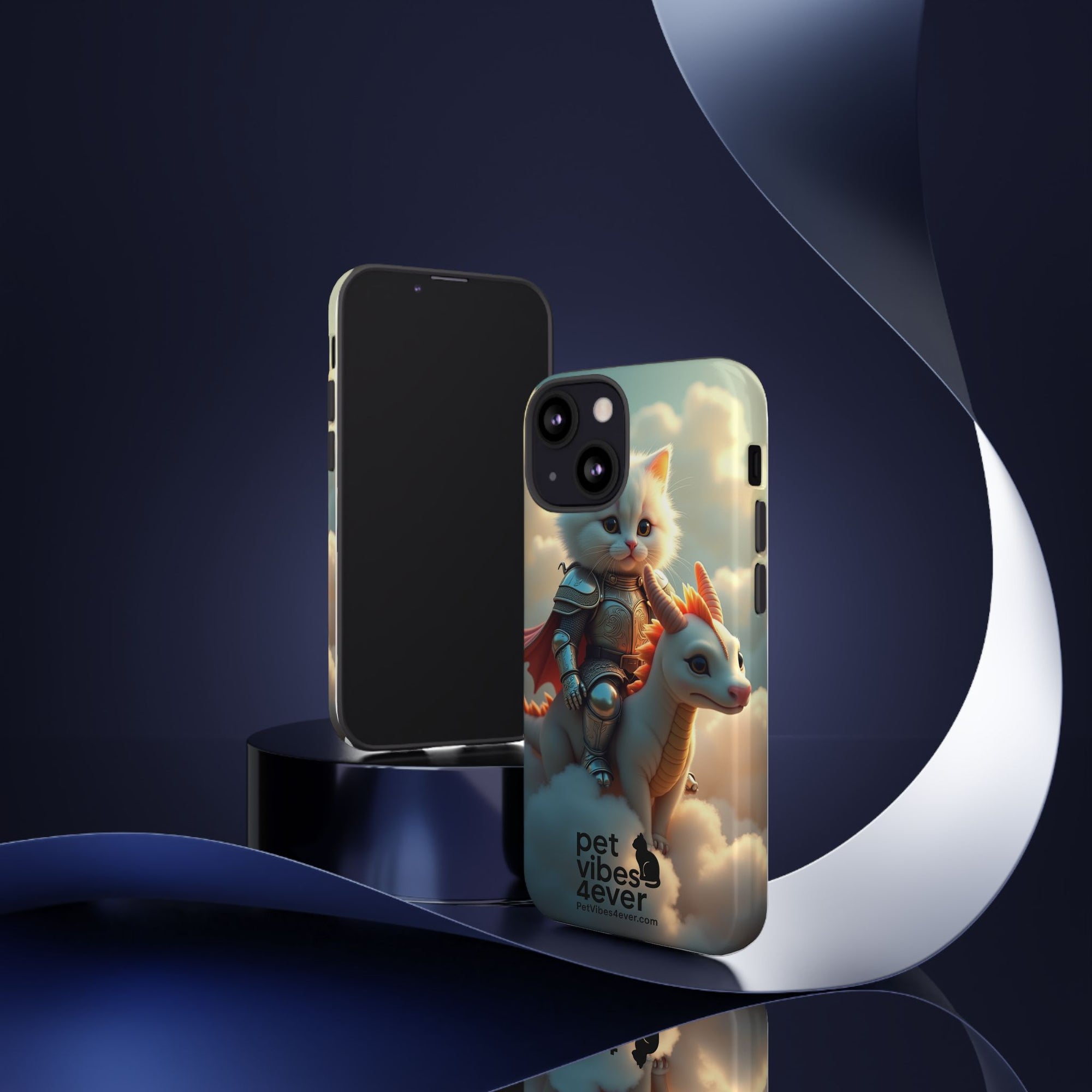 Pet Vibes Phone Case, Cute Cat and Dragon Design, Tough Phone Cover, Gift for Animal Lovers, Unique Pet Themed Accessory