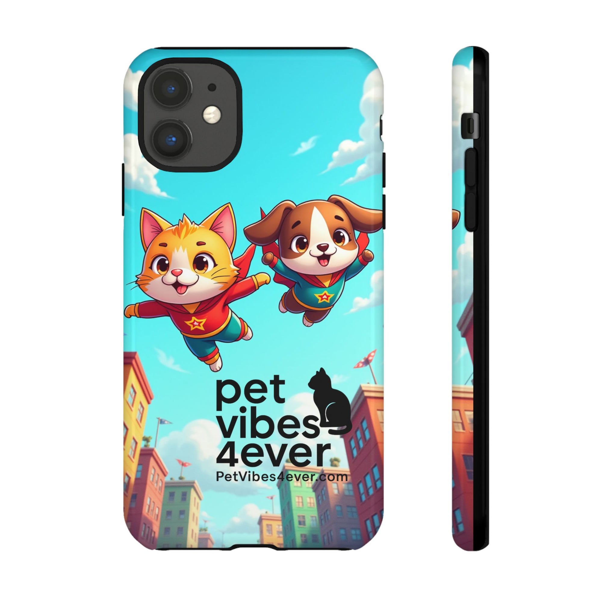 Pet Vibes Phone Case - Playful Cat and Dog Design, Animal Lover Gift, Cute Pet Accessory, Colorful Phone Cover, Fun Pet Gifts