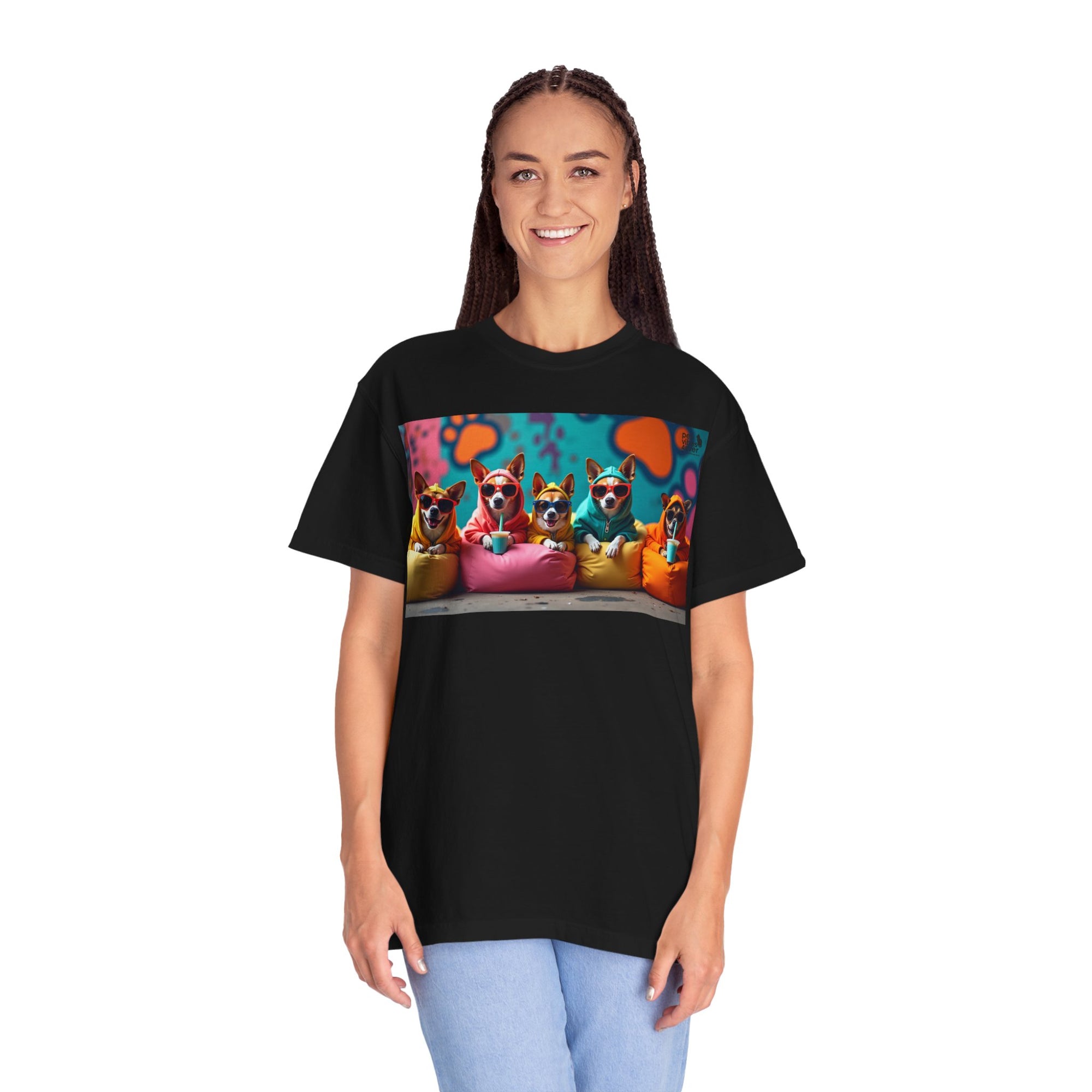 Playful Dog-Themed Unisex Garment-Dyed T-shirt, Pet Lover Gift, Casual Wear, Birthday Party Tee, Colorful Animal Art