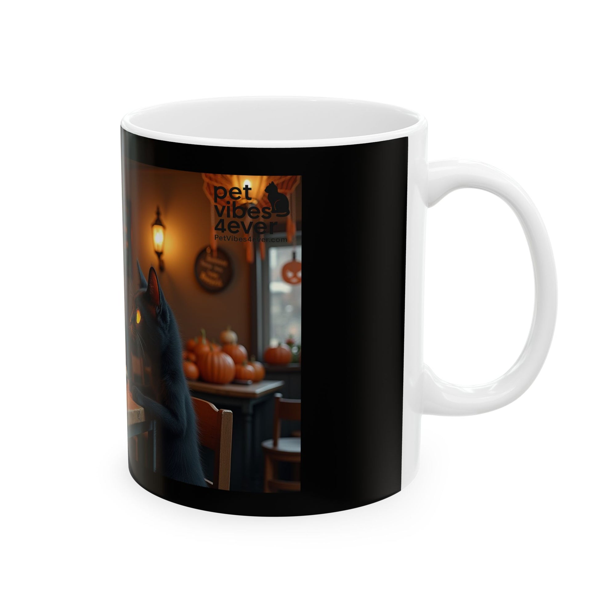 Skeleton & Cat Coffee Mug, Unique Gift for Cat Lovers, Halloween Decor, Fun Kitchenware, Tea Lover's Gift