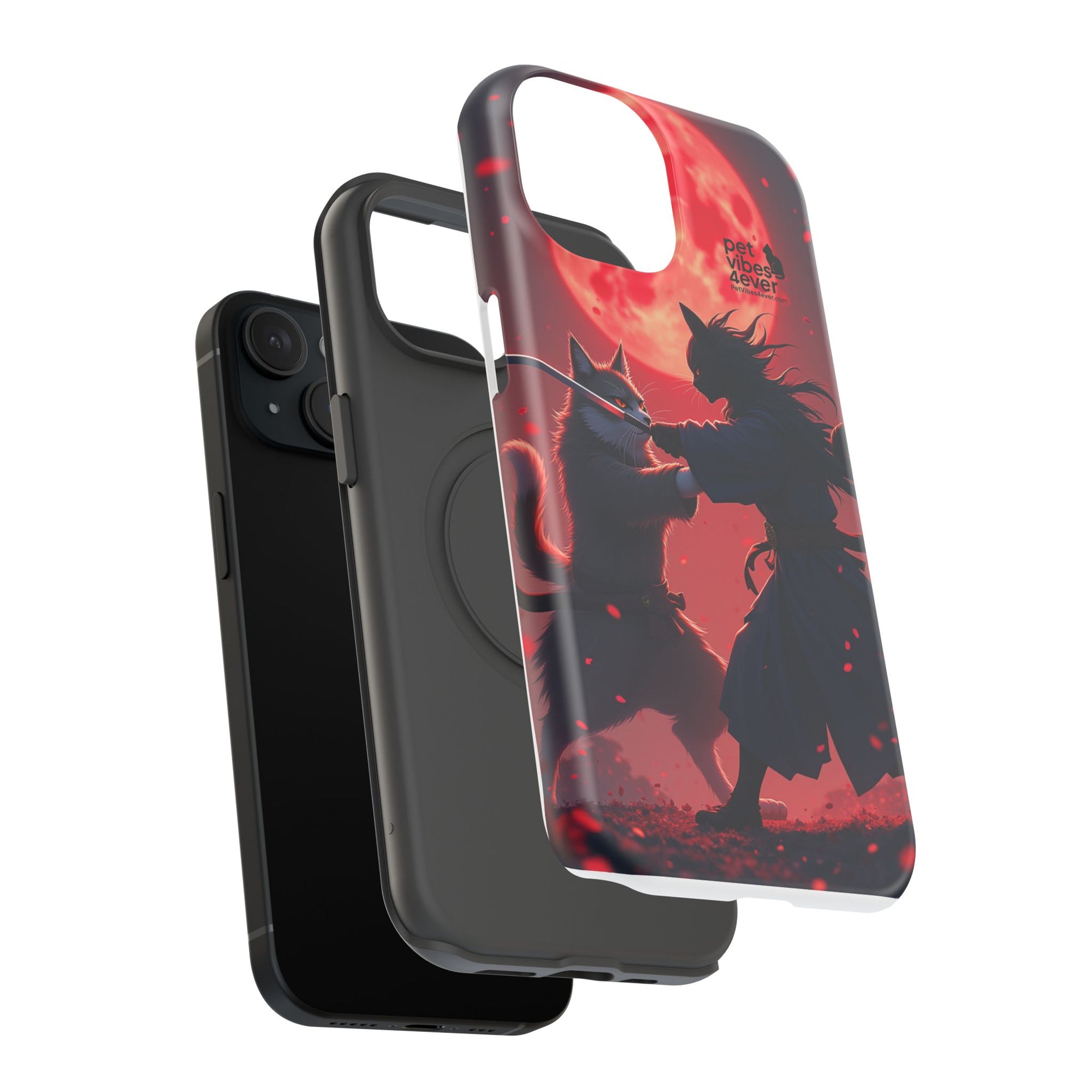 Samurai Cat Phone Case – Impact-Resistant, Pet Lovers, Cool Tech Accessories, Anime Aesthetic, Unique Gifts