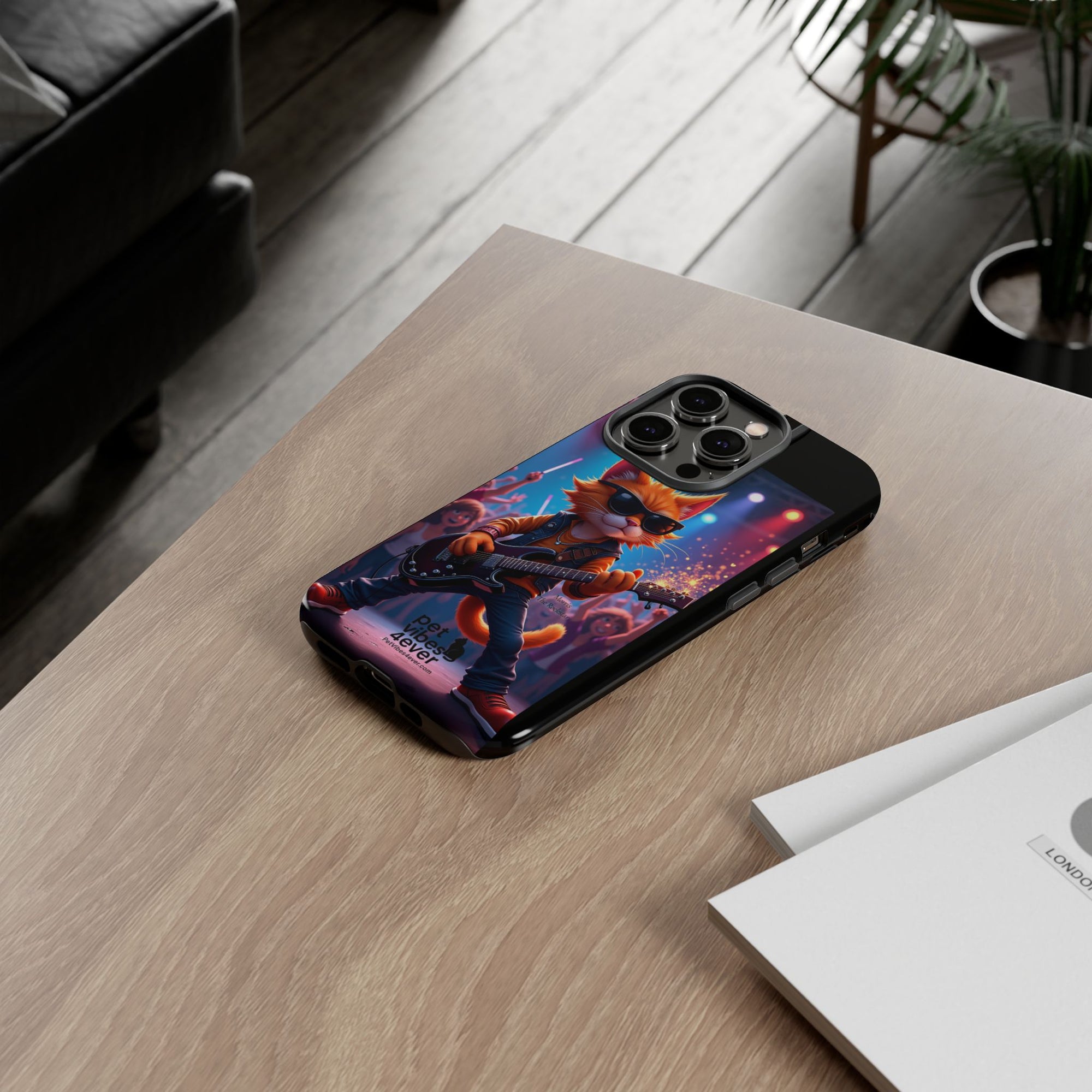 Rocking Cat Phone Case, Fun Cat Phone Cover, Cool Pet Vibes Gift, Music Lover Accessory, Unique Cat Phone Case