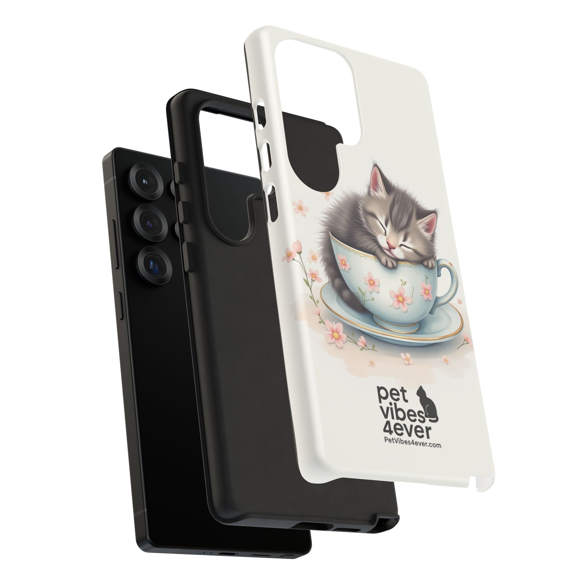Cute Cat Phone Case, Pet Lover Gift, Soft Kitty Design, Floral Tech Accessory, Unique Animal Case, iPhone Cover, Birthday Present