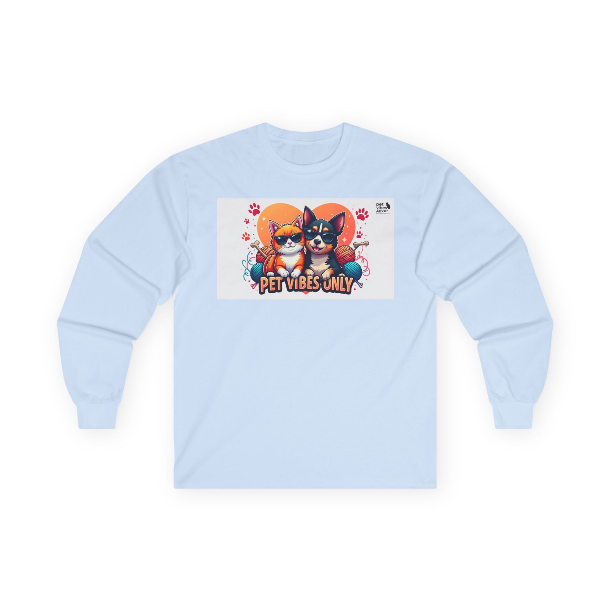 Cute Pet Vibes Long Sleeve Tee, Animal Lover Gift, Cat and Dog Tee, Fun Casual Wear, Perfect for Pet Owners