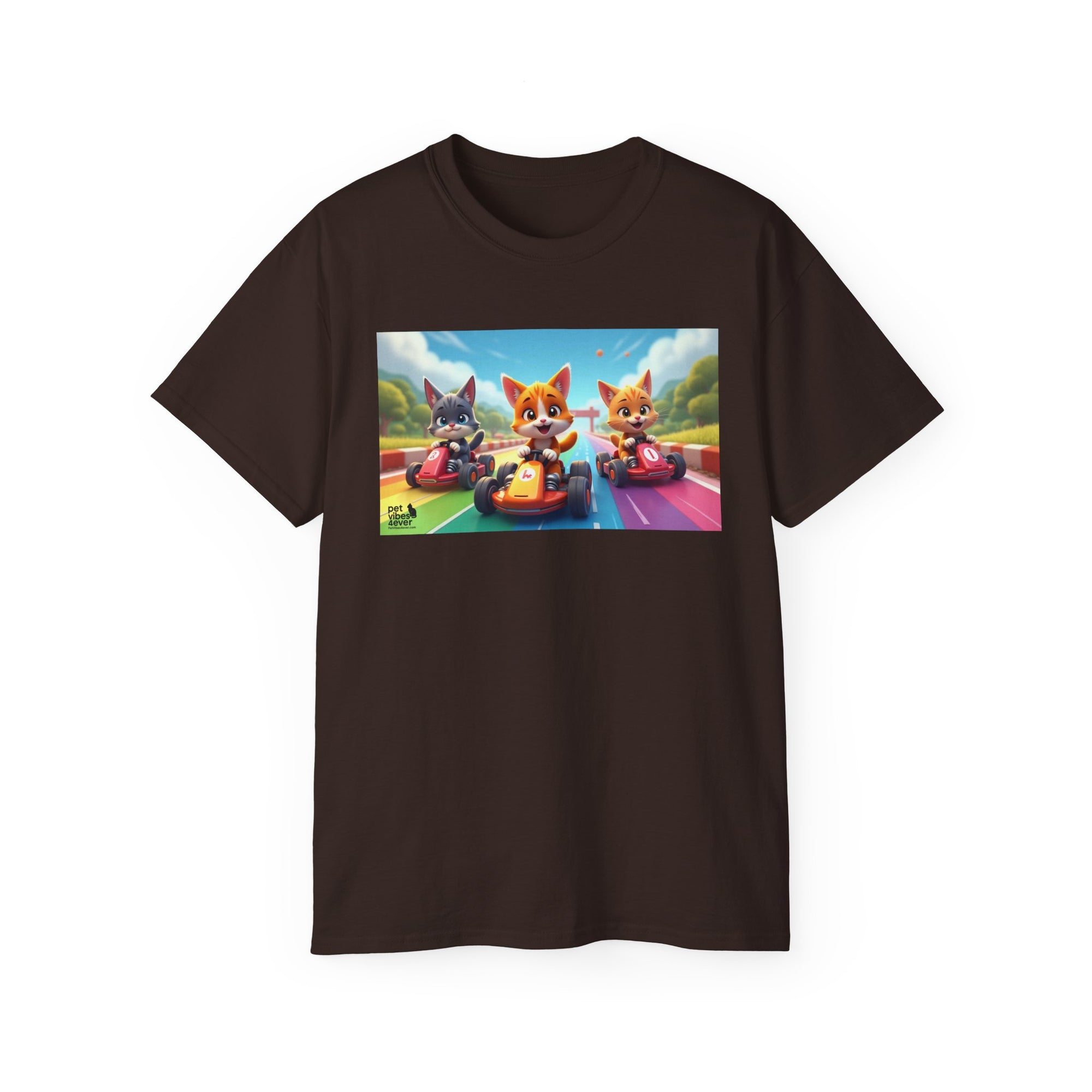 Cartoon Racing Friends Unisex Tee, Fun Gift for Gamers, Kid-Approved Style, Birthday Present, Family Game Night Apparel