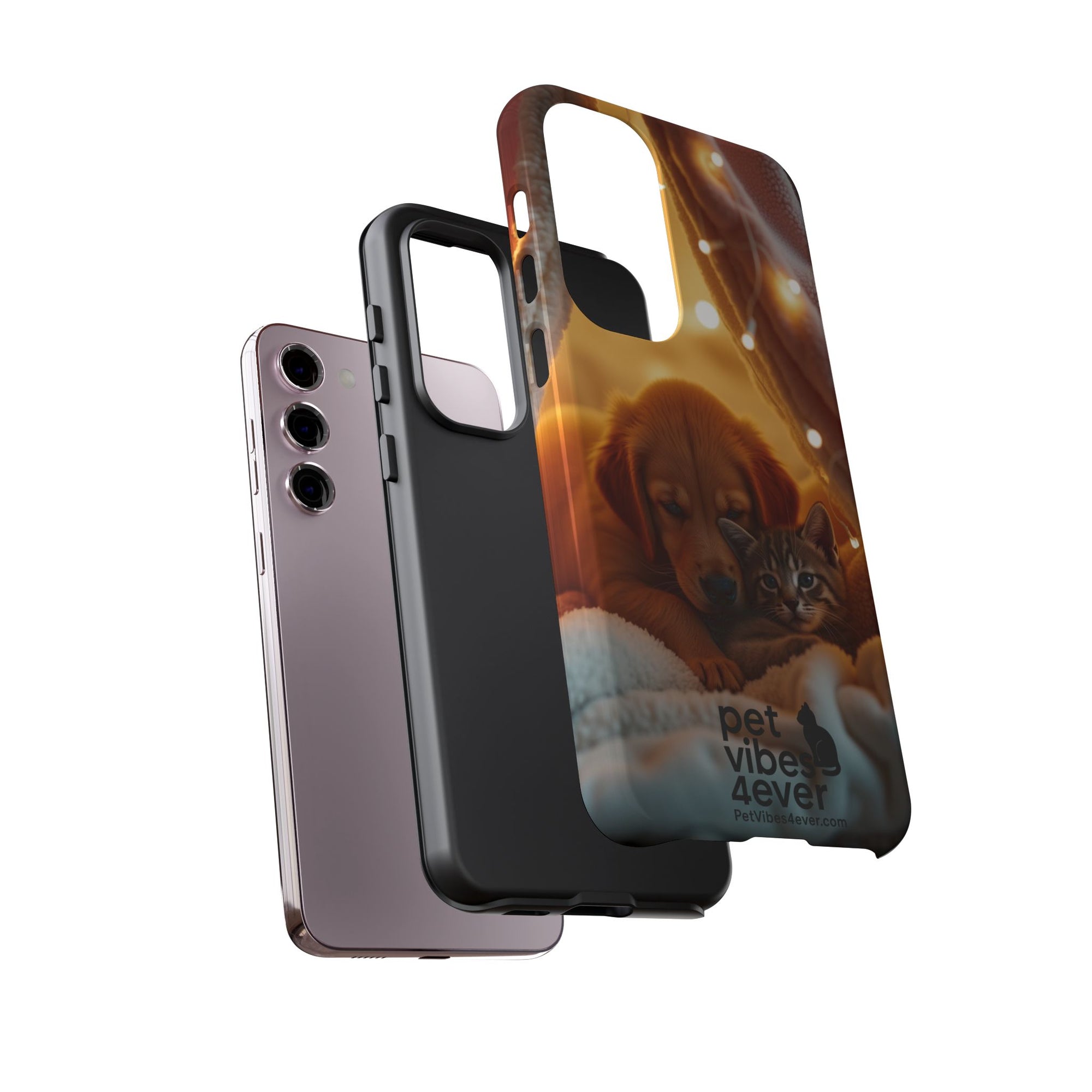 Pet Vibes Phone Case - Cute Dog & Cat Design, Animal Lover Gift, Customizable Pet Phone Cover, Collage Print Case for Kids