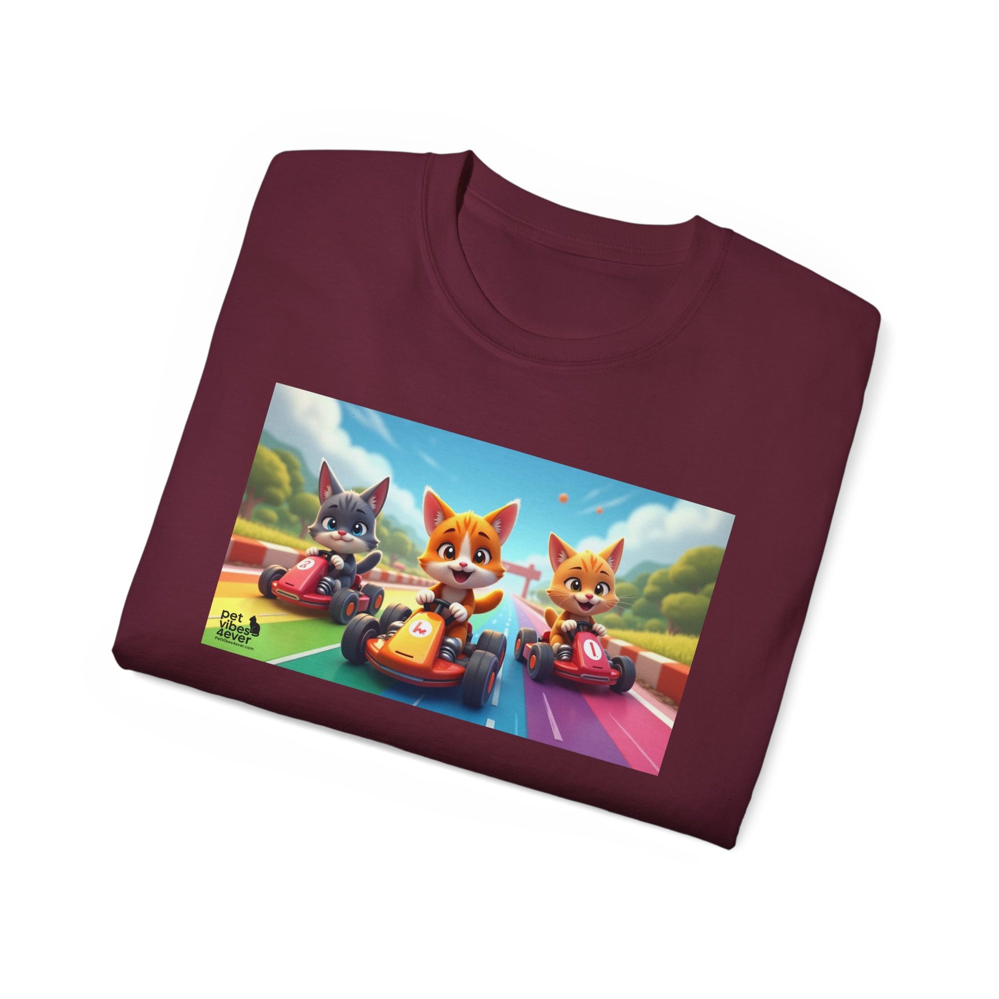 Cartoon Racing Friends Unisex Tee, Fun Gift for Gamers, Kid-Approved Style, Birthday Present, Family Game Night Apparel