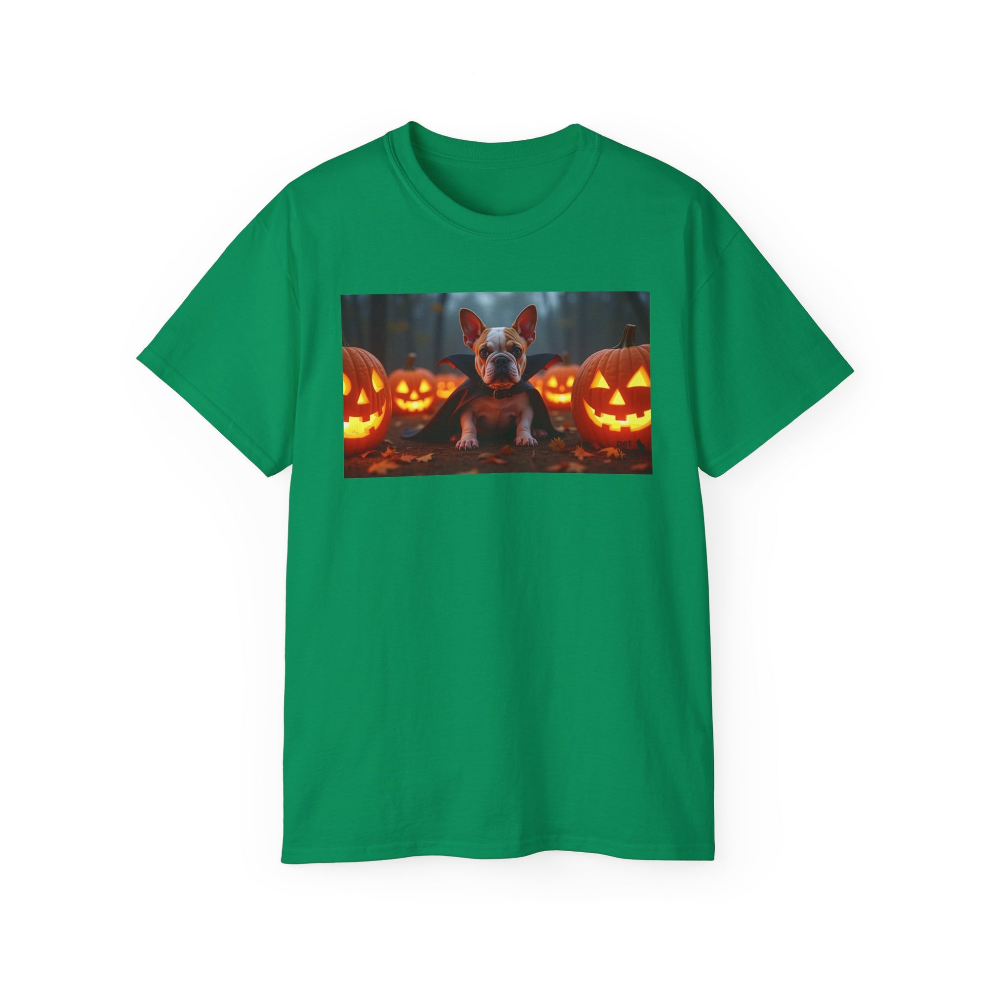 Halloween Dog Graphic Tee, Pumpkin Shirt, Fall Apparel, Casual Wear for Pet Lovers, Unisex Halloween T-Shirt
