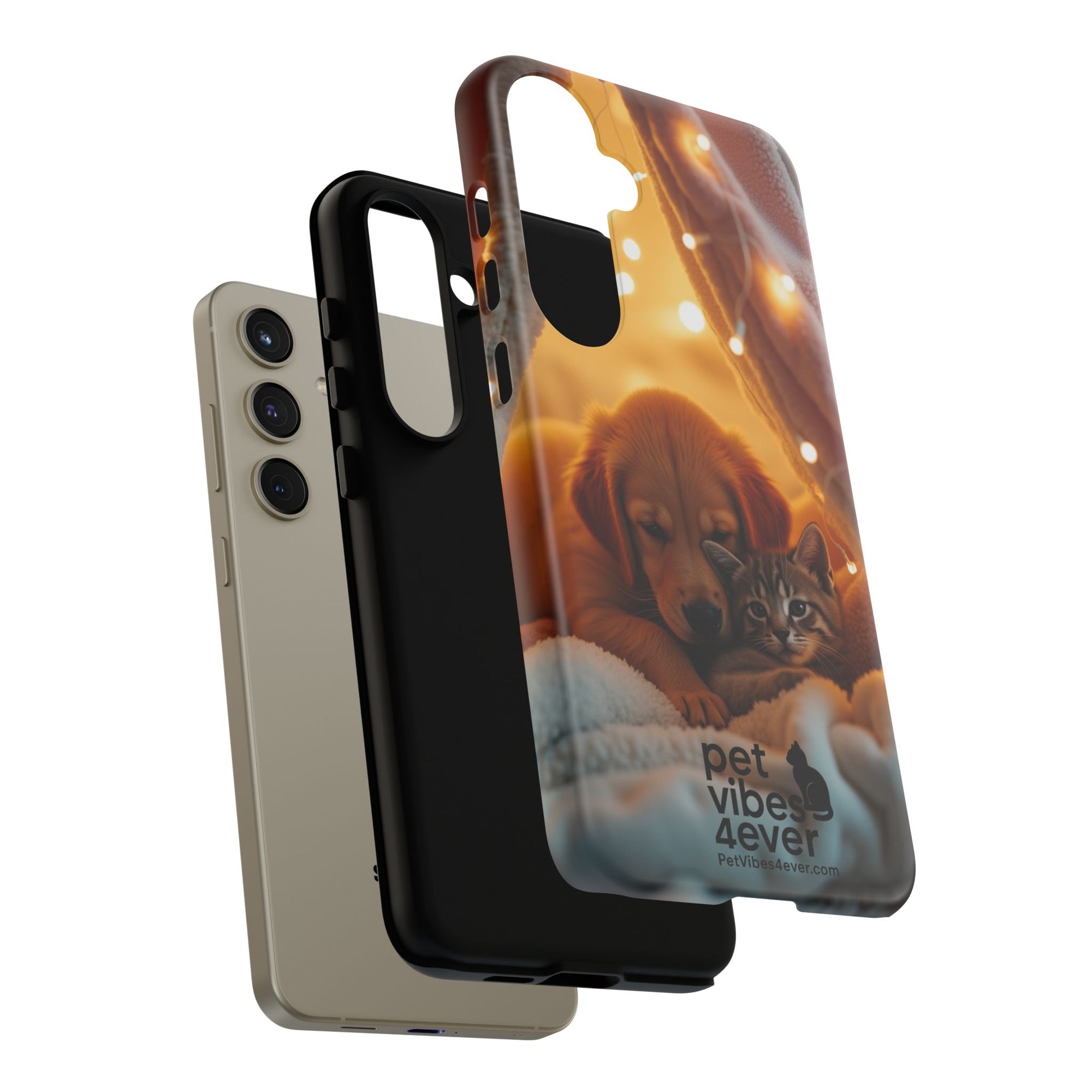 Pet Vibes Phone Case - Cute Dog & Cat Design, Animal Lover Gift, Customizable Pet Phone Cover, Collage Print Case for Kids