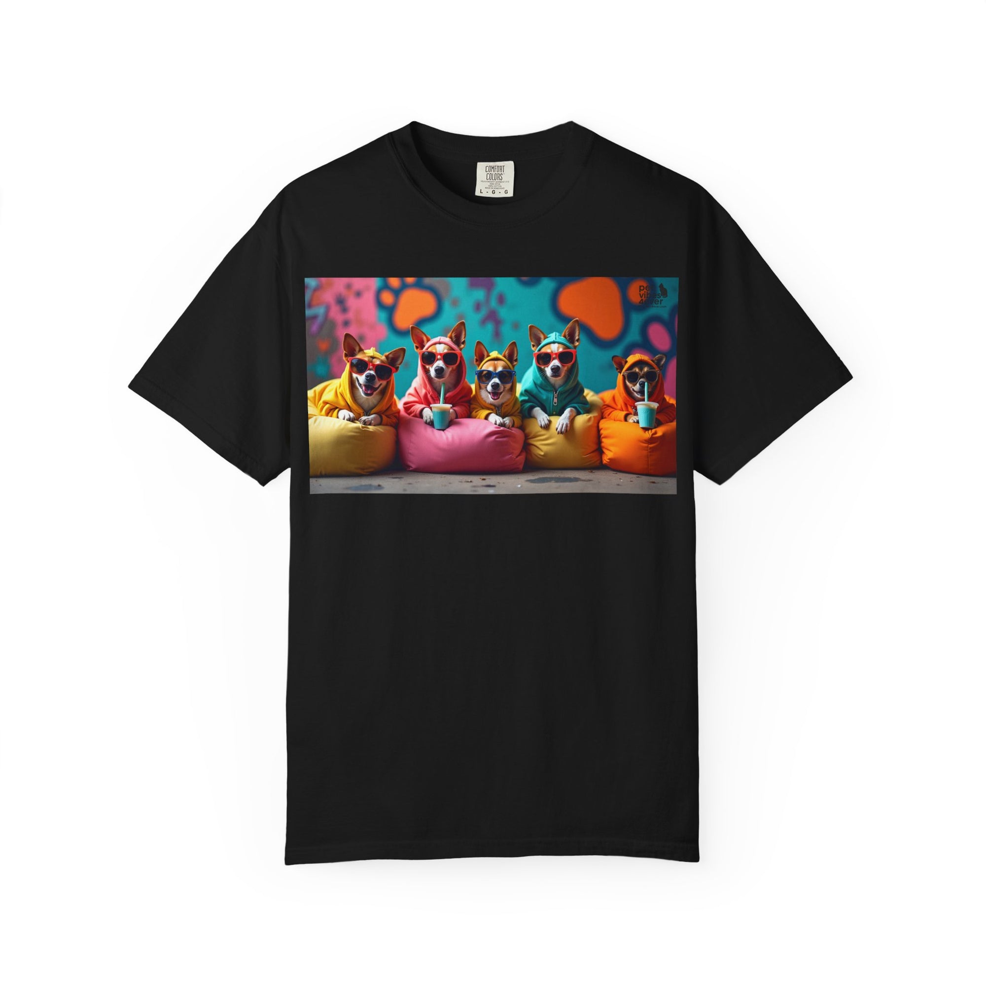 Playful Dog-Themed Unisex Garment-Dyed T-shirt, Pet Lover Gift, Casual Wear, Birthday Party Tee, Colorful Animal Art