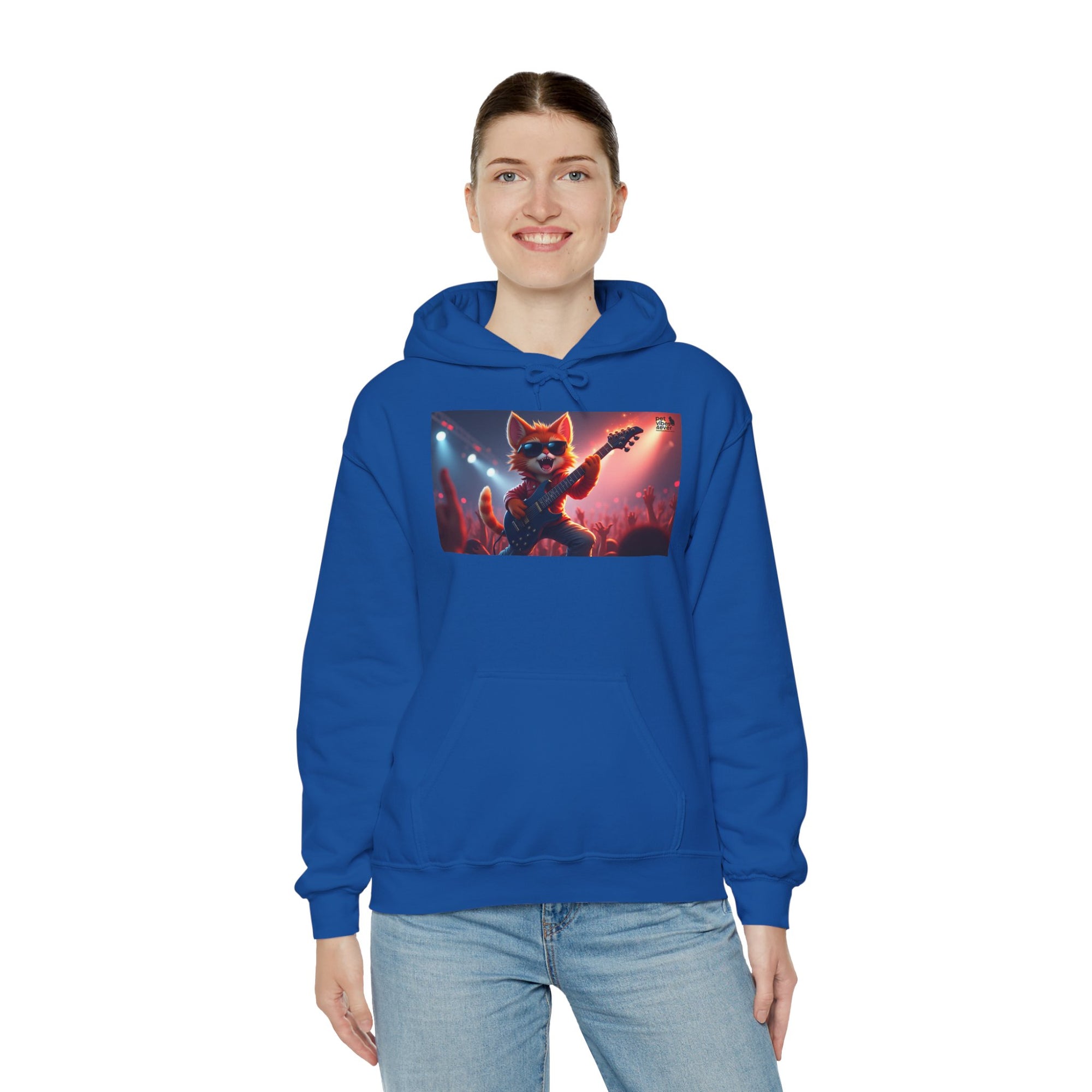 Funky Cat Hoodie - Unisex Heavy Blend Sweatshirt, Cool Graphic Hoodie, Perfect Gift for Cat Lovers, Concert Apparel, Cozy Style