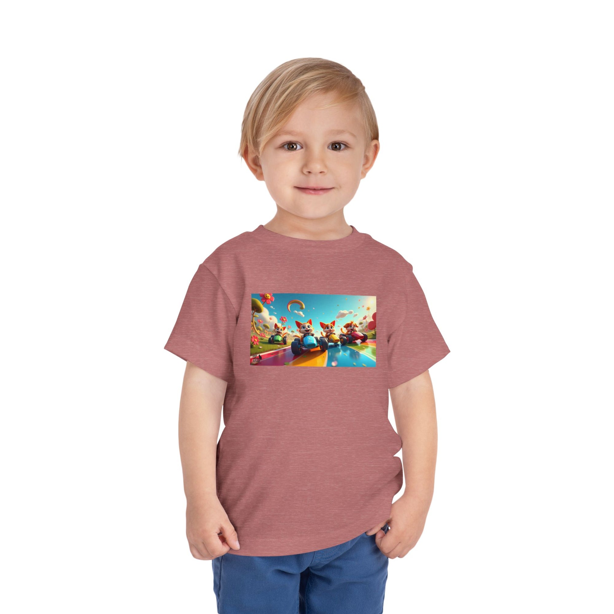 Colorful Toddler Short Sleeve Tee, Fun Kids T-Shirt, Summer Playwear, Birthday Gift, Rainbow Design Tee, Everyday Playwear