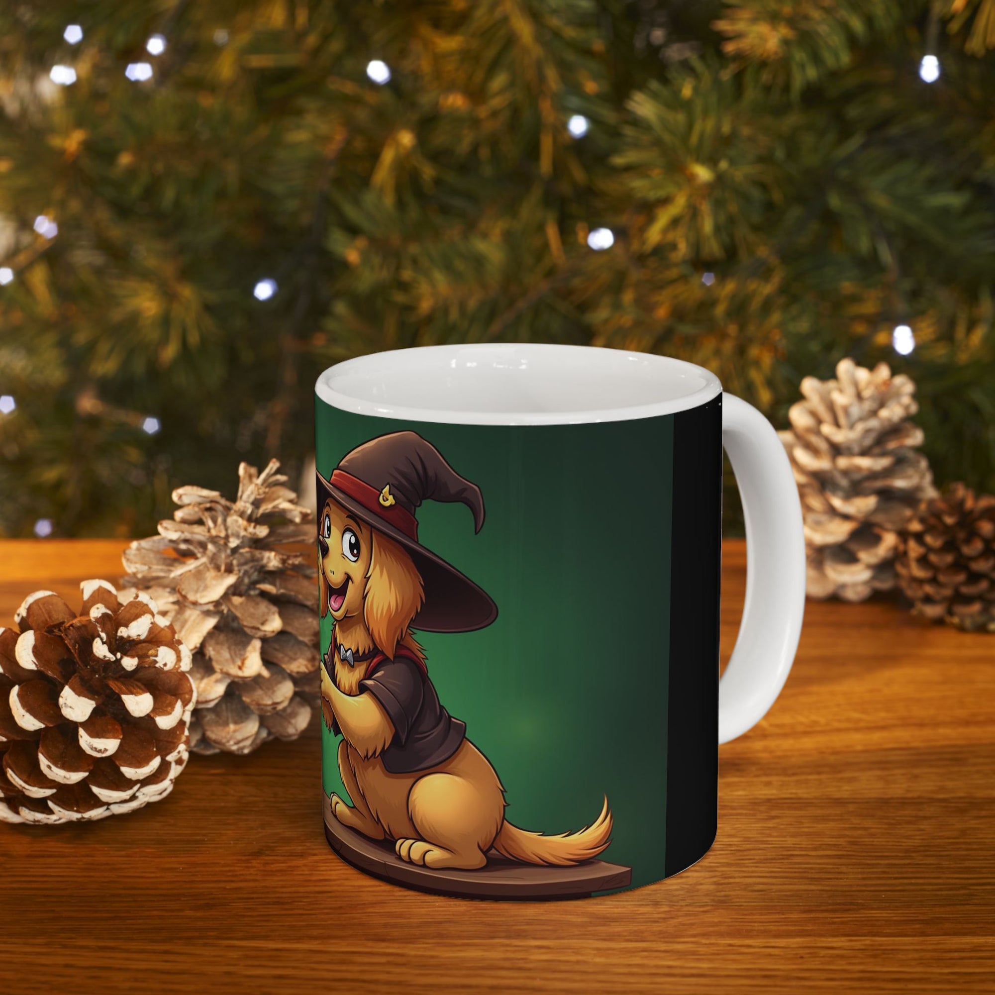 Whimsical Wizard Dog Mug, Cute Coffee Cup, Gift for Pet Lovers, Halloween Decor, Fantasy Beverage Container