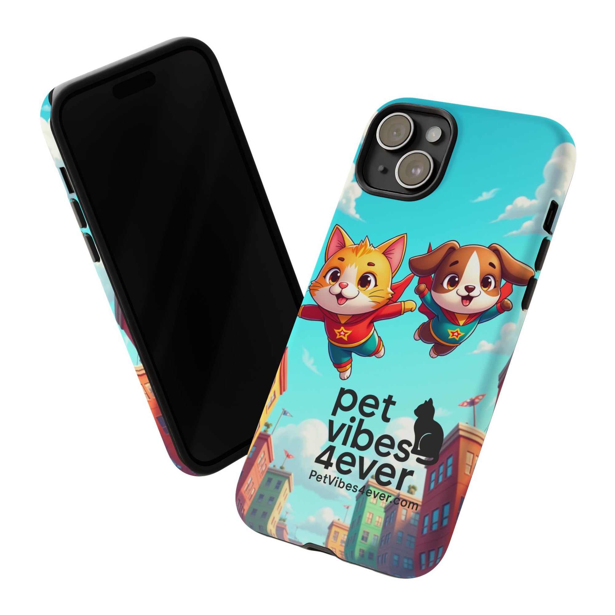 Pet Vibes Phone Case - Playful Cat and Dog Design, Animal Lover Gift, Cute Pet Accessory, Colorful Phone Cover, Fun Pet Gifts
