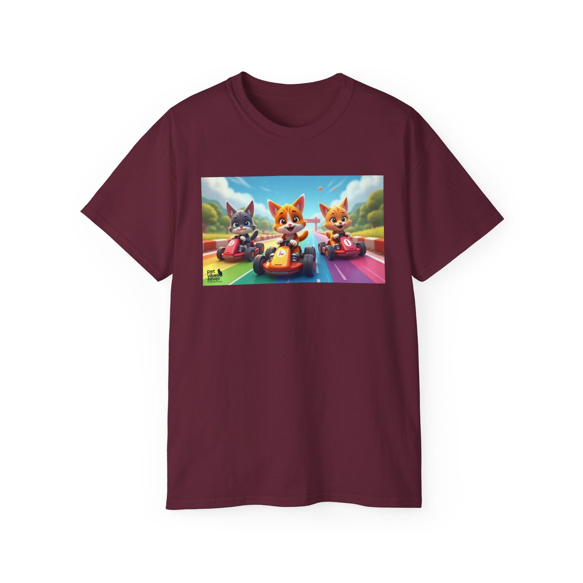 Cartoon Racing Friends Unisex Tee, Fun Gift for Gamers, Kid-Approved Style, Birthday Present, Family Game Night Apparel
