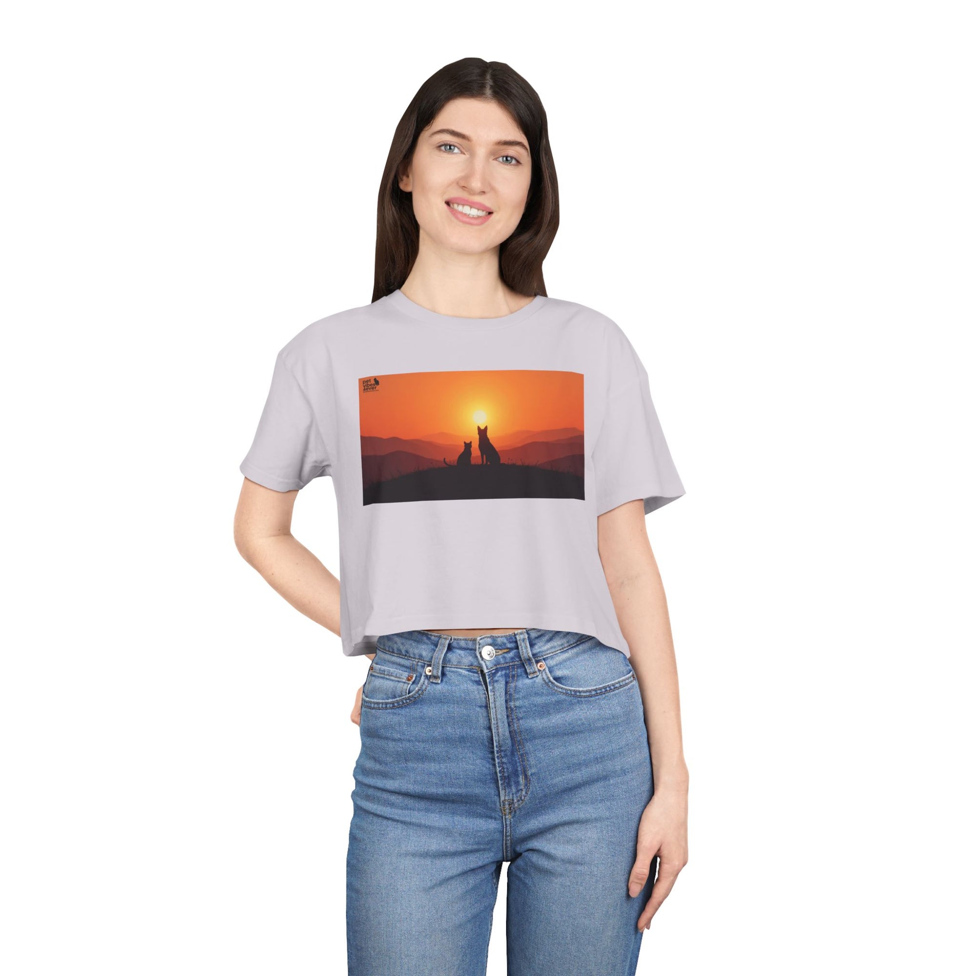 Sunset Lovers Women's Crop Tee, Summer Fashion, Casual Wear, Cute Gift, Nature Tee, Boho Style