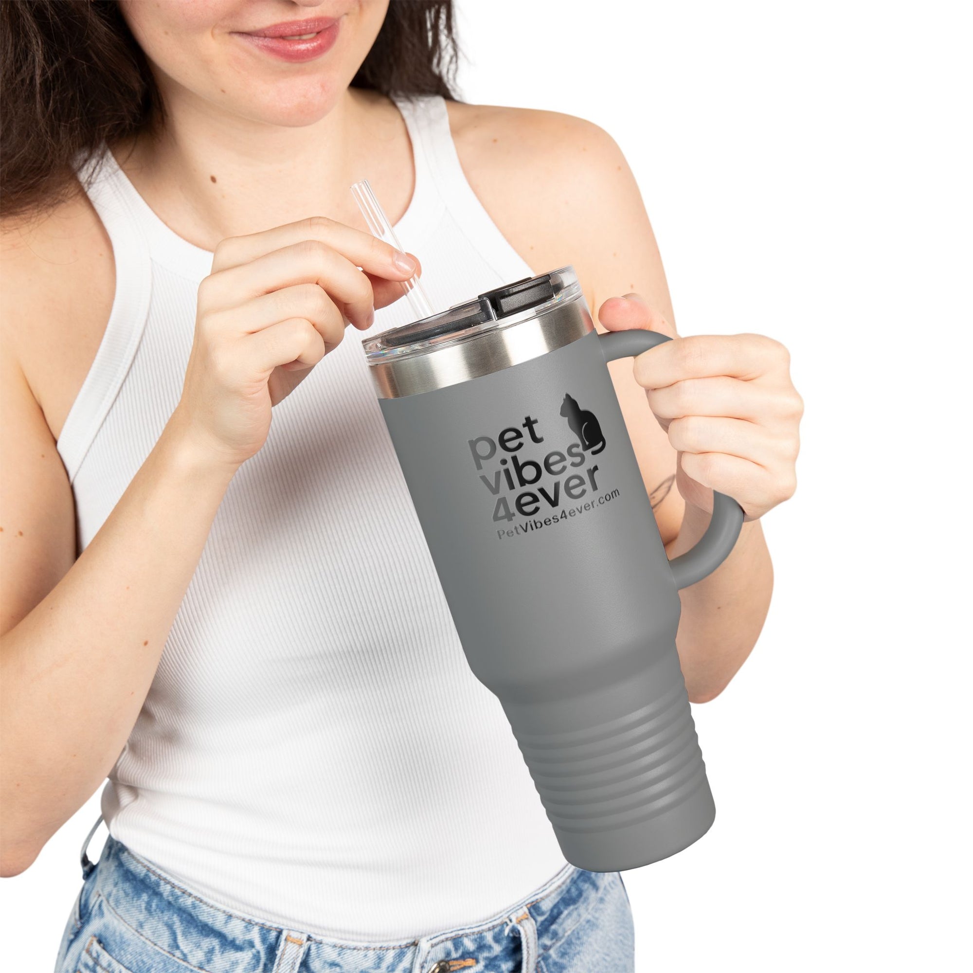 Personalized Pet Vibes Insulated Travel Mug, Perfect for Animal Lovers, Great for Road Trips, Coffee, Tea, Gifts