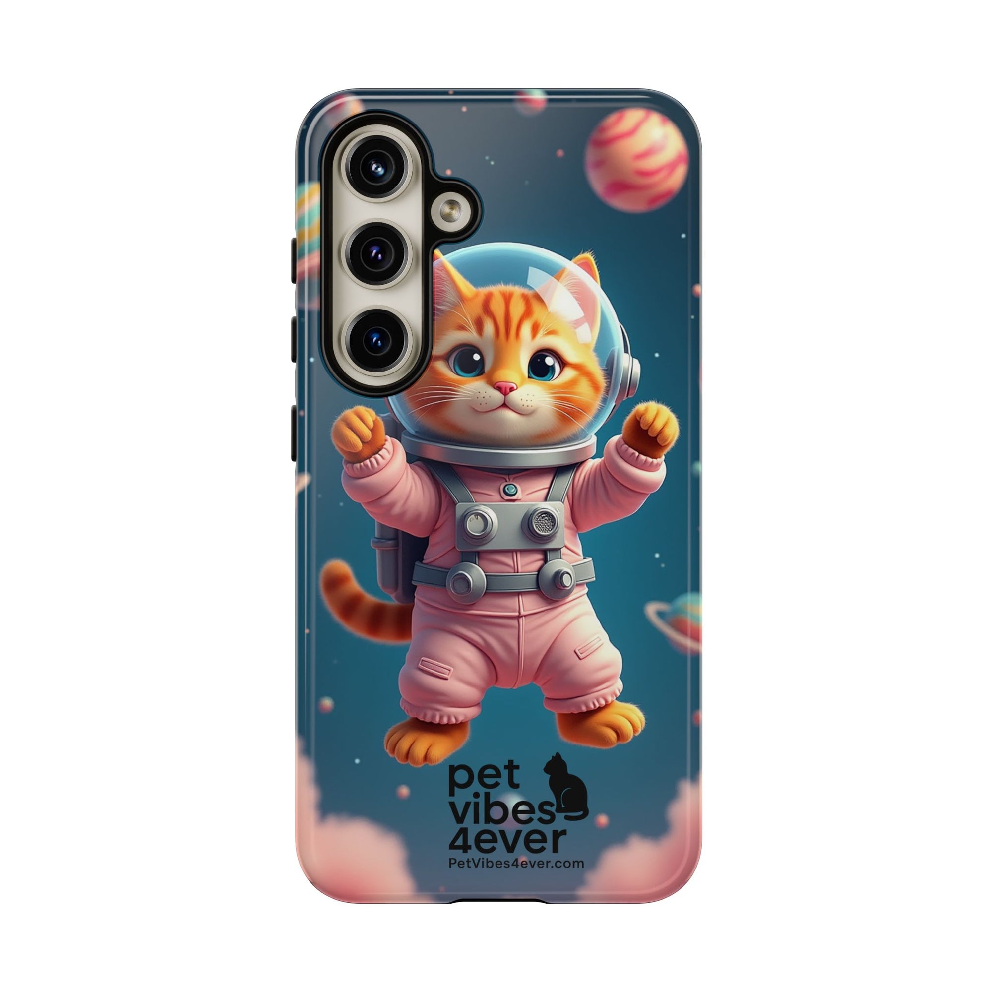 Cute Cat Phone Case, Astronaut Cat Case, Pet Lover Gift, Space Theme Accessories, Galaxy Cat Phone Cover