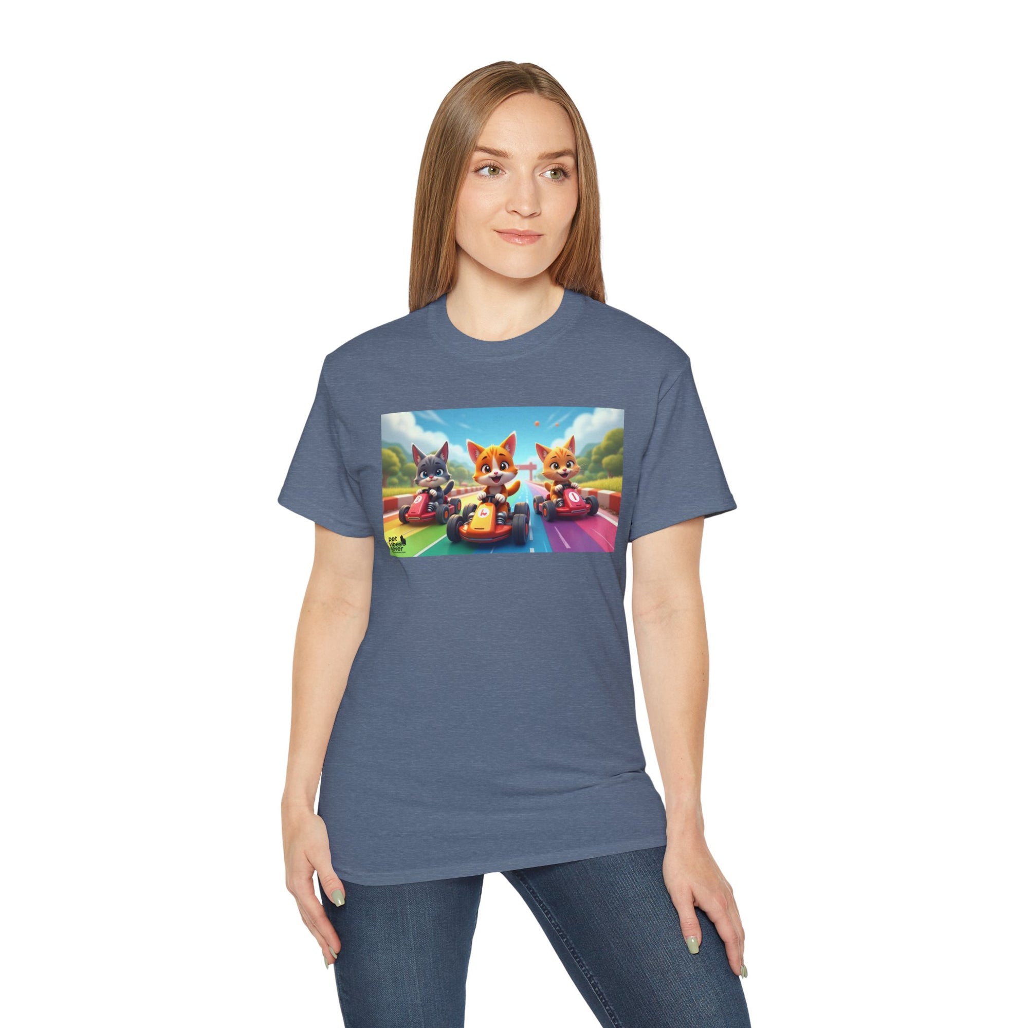 Cartoon Racing Friends Unisex Tee, Fun Gift for Gamers, Kid-Approved Style, Birthday Present, Family Game Night Apparel