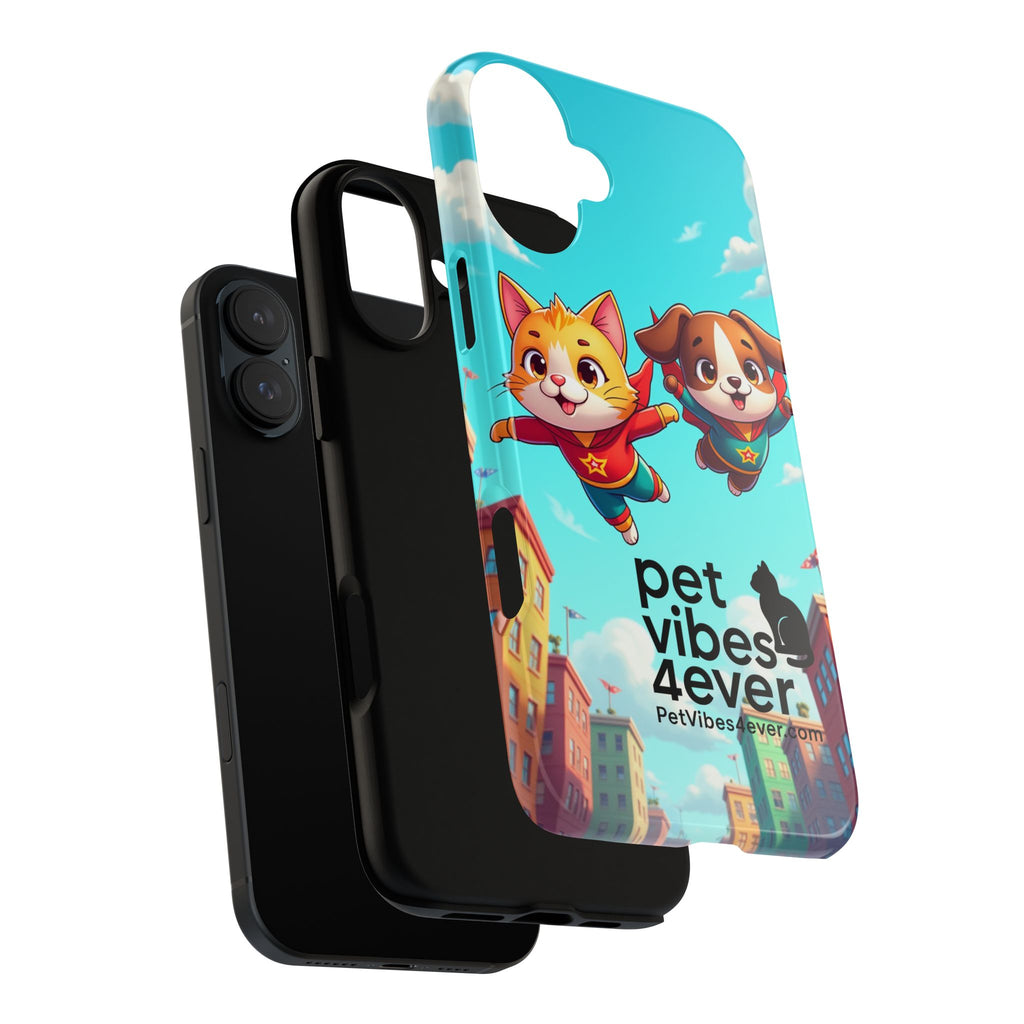 Pet Vibes Phone Case - Playful Cat and Dog Design, Animal Lover Gift, Cute Pet Accessory, Colorful Phone Cover, Fun Pet Gifts