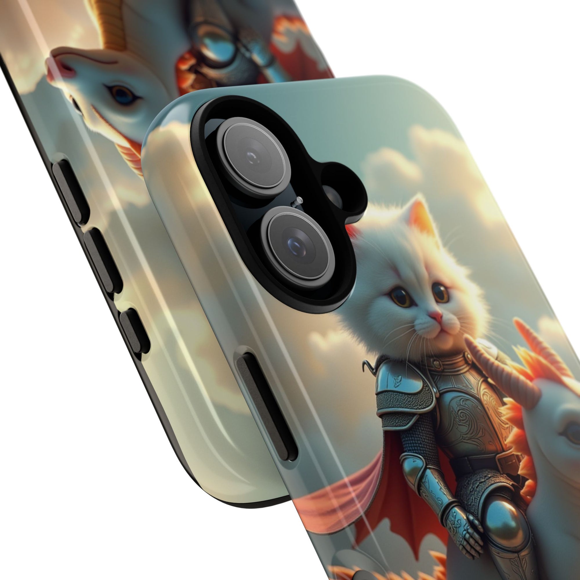 Pet Vibes Phone Case, Cute Cat and Dragon Design, Tough Phone Cover, Gift for Animal Lovers, Unique Pet Themed Accessory