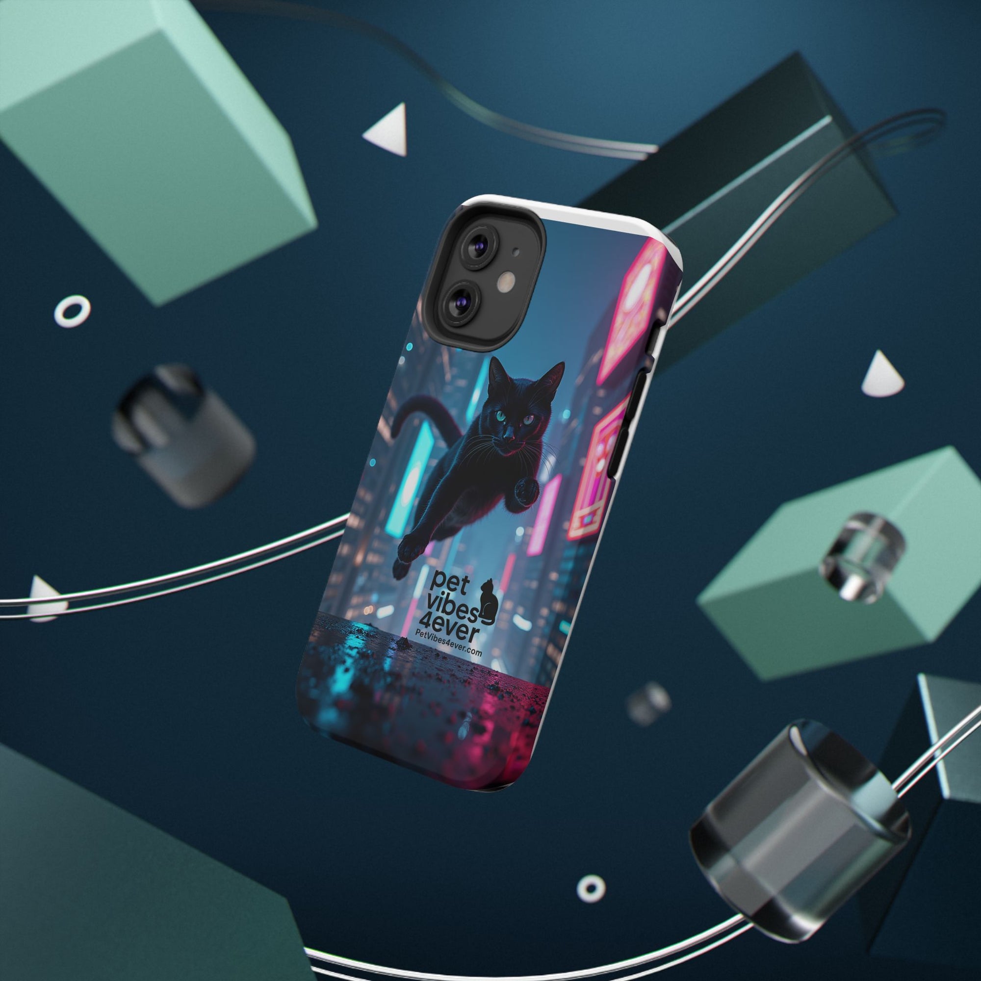 Cat-Themed Phone Case with Pet Vibes Design, Impact-Resistant Phone Case, Gift for Cat Lovers, Cute Pet Merchandise, Stylish Phone Accessory