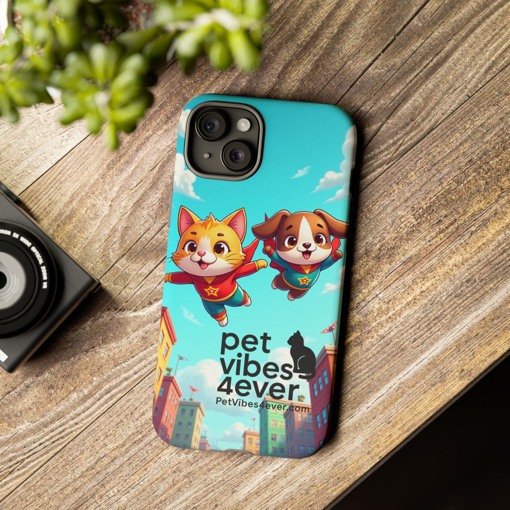 Pet Vibes Phone Case - Playful Cat and Dog Design, Animal Lover Gift, Cute Pet Accessory, Colorful Phone Cover, Fun Pet Gifts