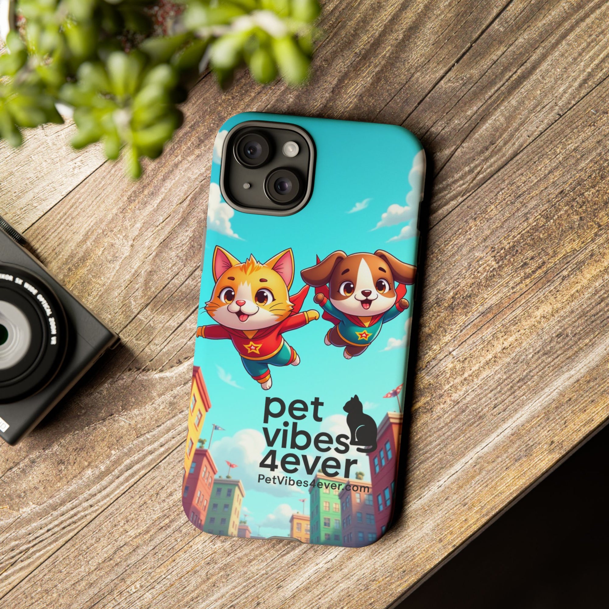 Pet Vibes Phone Case - Playful Cat and Dog Design, Animal Lover Gift, Cute Pet Accessory, Colorful Phone Cover, Fun Pet Gifts