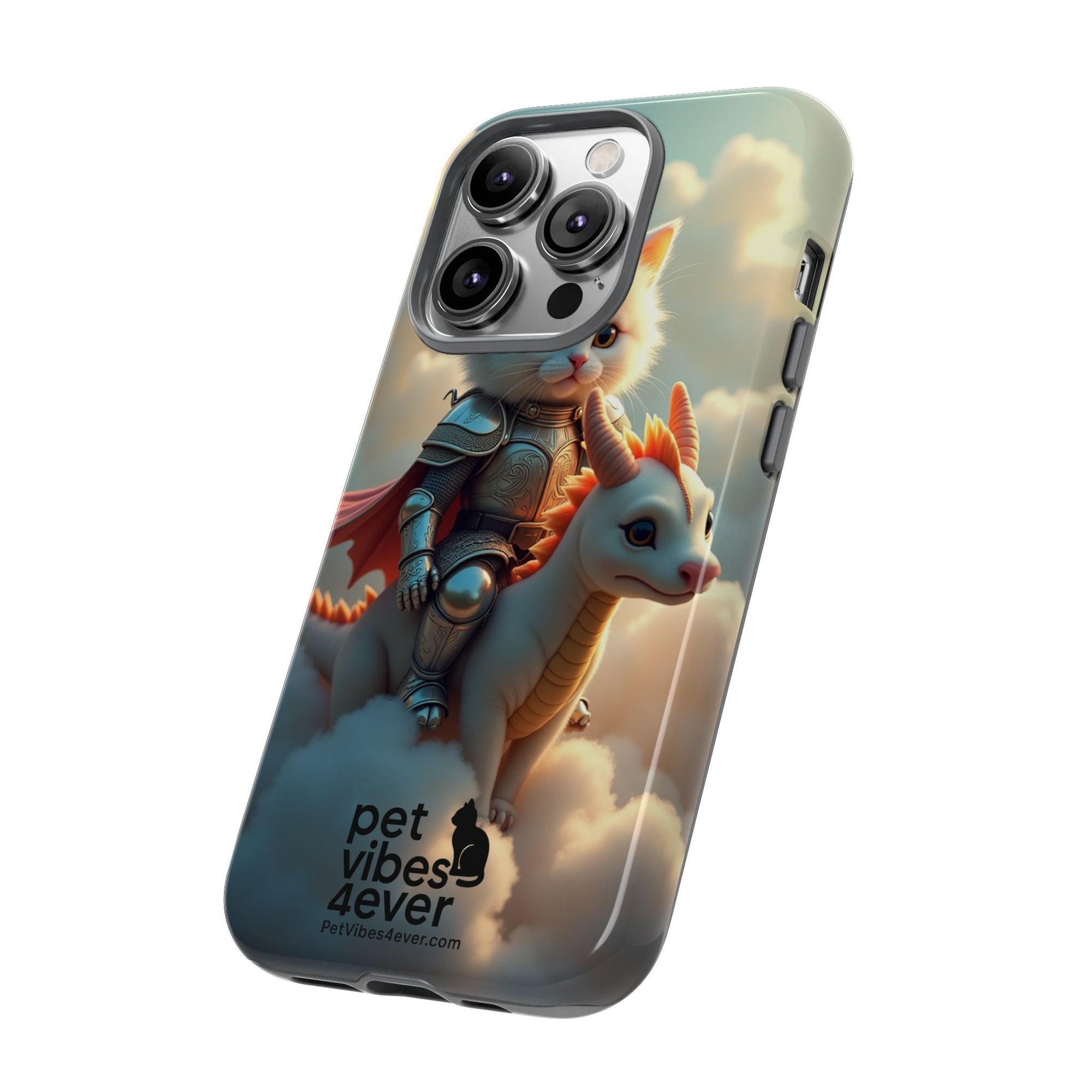 Pet Vibes Phone Case, Cute Cat and Dragon Design, Tough Phone Cover, Gift for Animal Lovers, Unique Pet Themed Accessory