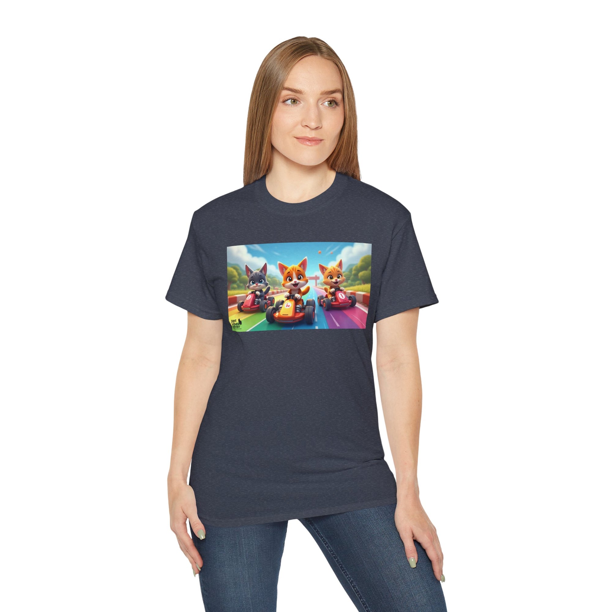 Cartoon Racing Friends Unisex Tee, Fun Gift for Gamers, Kid-Approved Style, Birthday Present, Family Game Night Apparel
