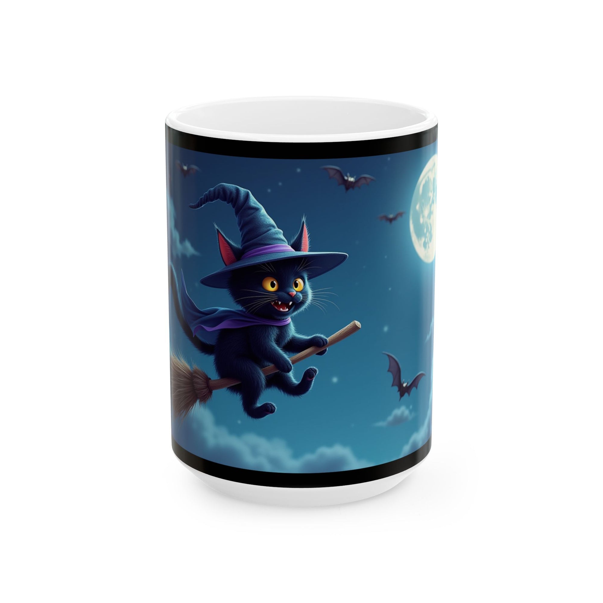 Whimsical Witch Cat Ceramic Mug | Perfect for Halloween, Coffee Lovers, Gifts, Home Decor, Enchanting Sipping Experience
