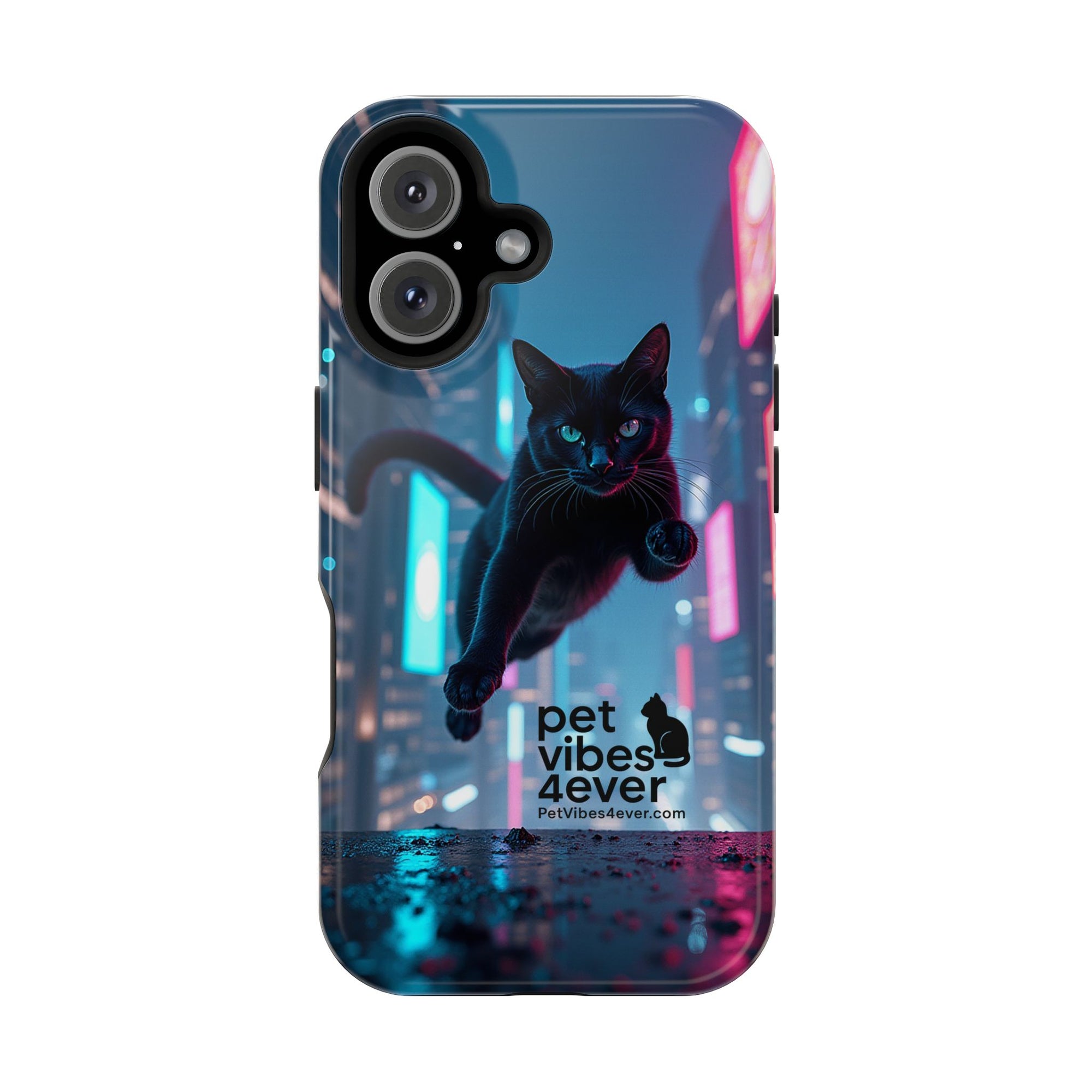 Cat-Themed Phone Case with Pet Vibes Design, Impact-Resistant Phone Case, Gift for Cat Lovers, Cute Pet Merchandise, Stylish Phone Accessory