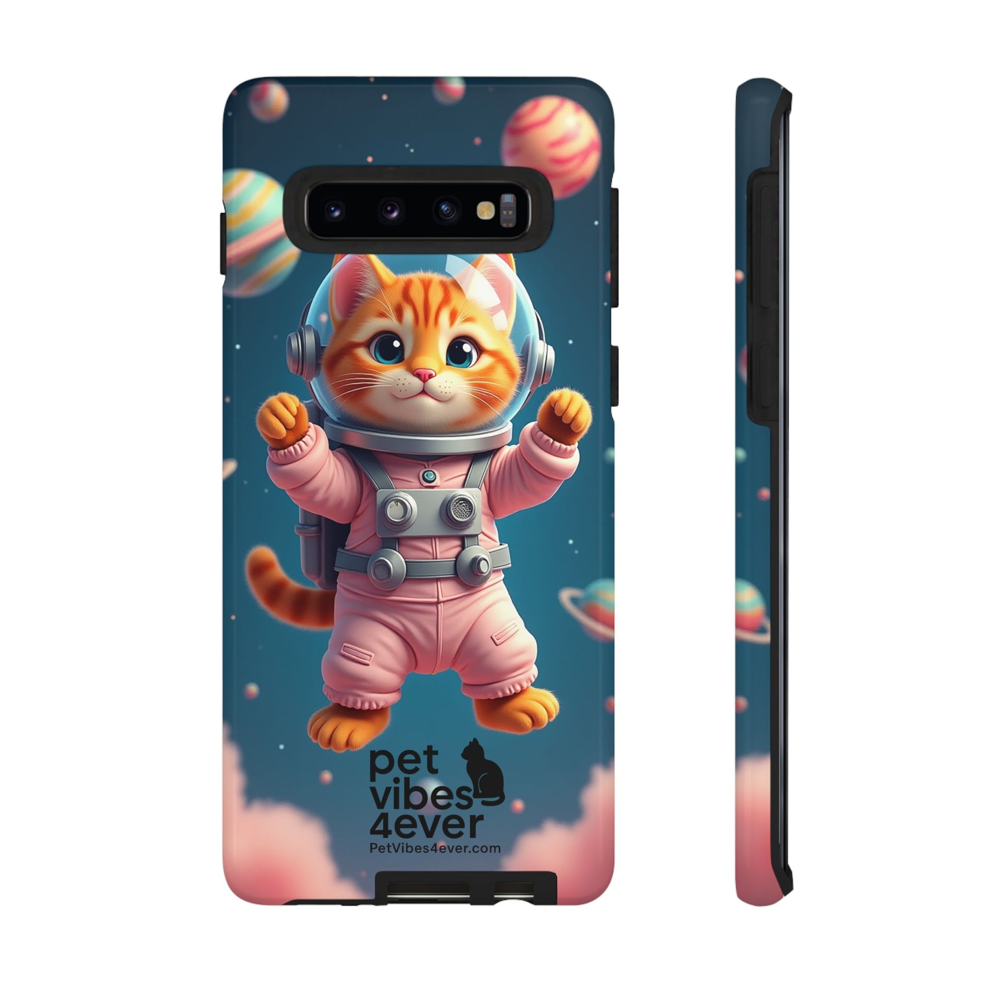 Cute Cat Phone Case, Astronaut Cat Case, Pet Lover Gift, Space Theme Accessories, Galaxy Cat Phone Cover
