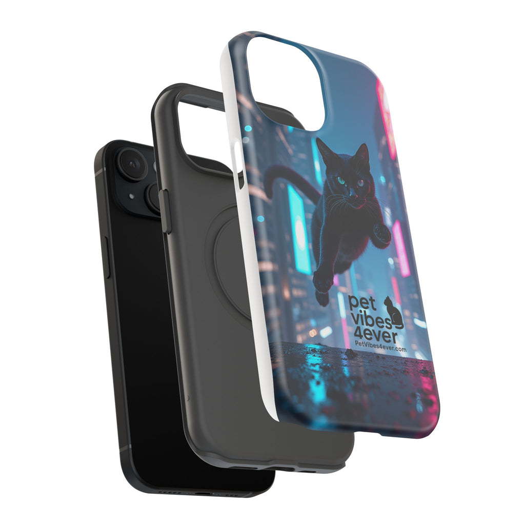 Cat-Themed Phone Case with Pet Vibes Design, Impact-Resistant Phone Case, Gift for Cat Lovers, Cute Pet Merchandise, Stylish Phone Accessory