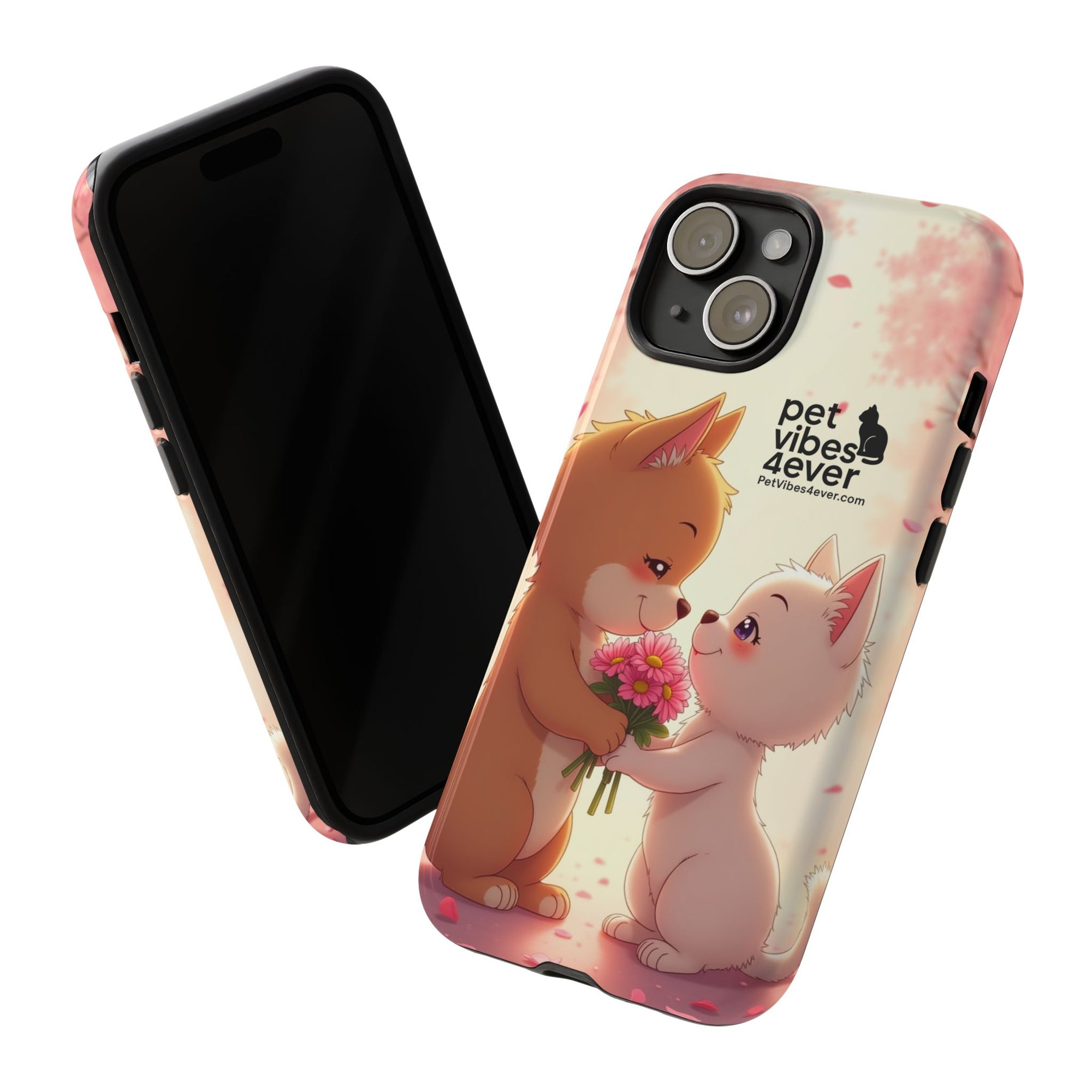 Cute Pet Phone Case, Animal Lovers Gift, Valentine’s Day Present, Custom Phone Cover, Happy Couple Design, Pet Vibes Forever