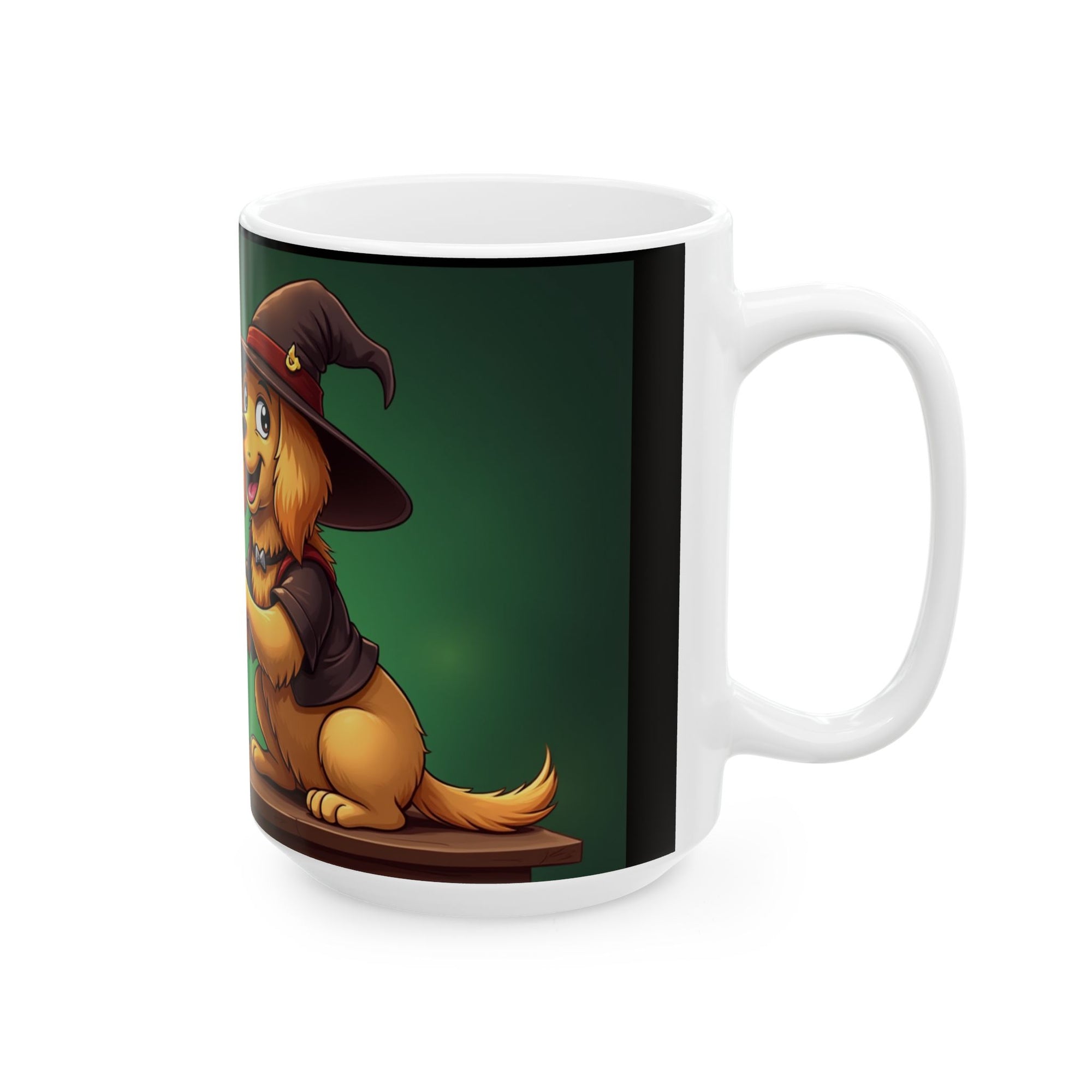 Whimsical Wizard Dog Mug, Cute Coffee Cup, Gift for Pet Lovers, Halloween Decor, Fantasy Beverage Container