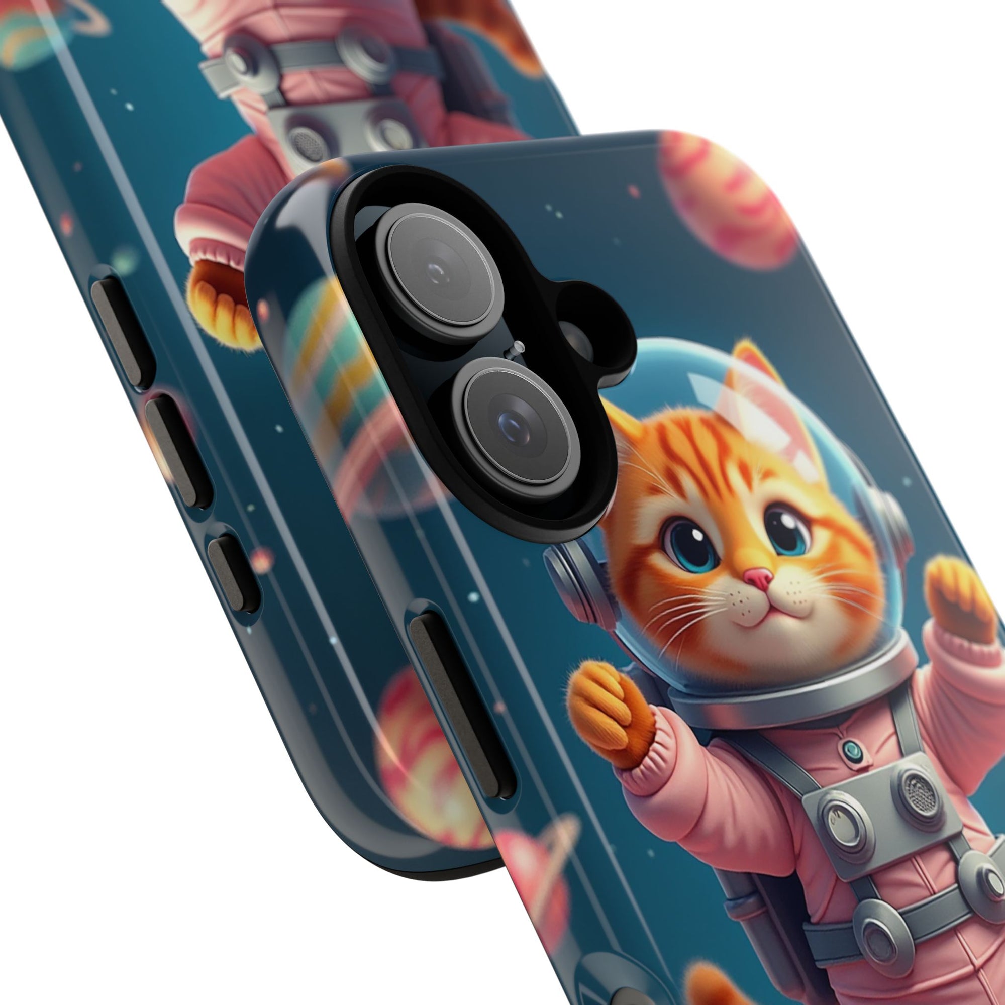 Cute Cat Phone Case, Astronaut Cat Case, Pet Lover Gift, Space Theme Accessories, Galaxy Cat Phone Cover