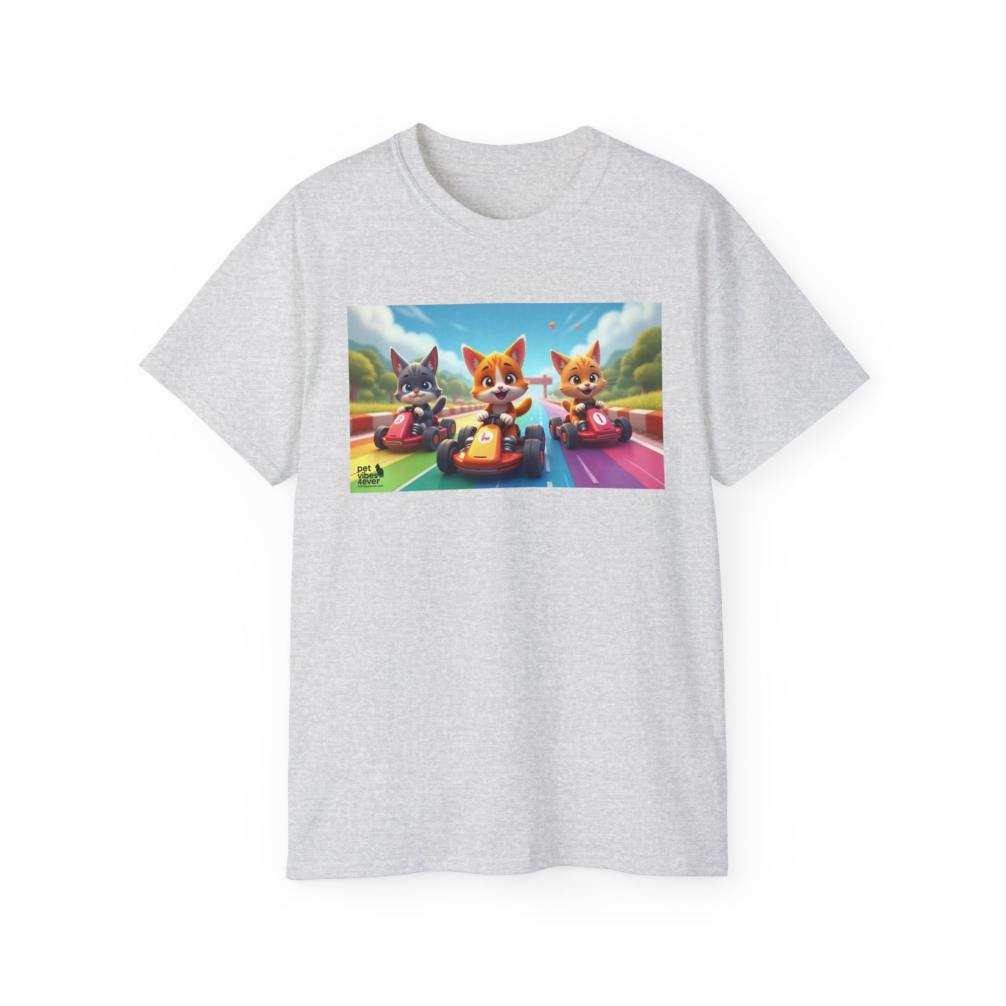 Cartoon Racing Friends Unisex Tee, Fun Gift for Gamers, Kid-Approved Style, Birthday Present, Family Game Night Apparel