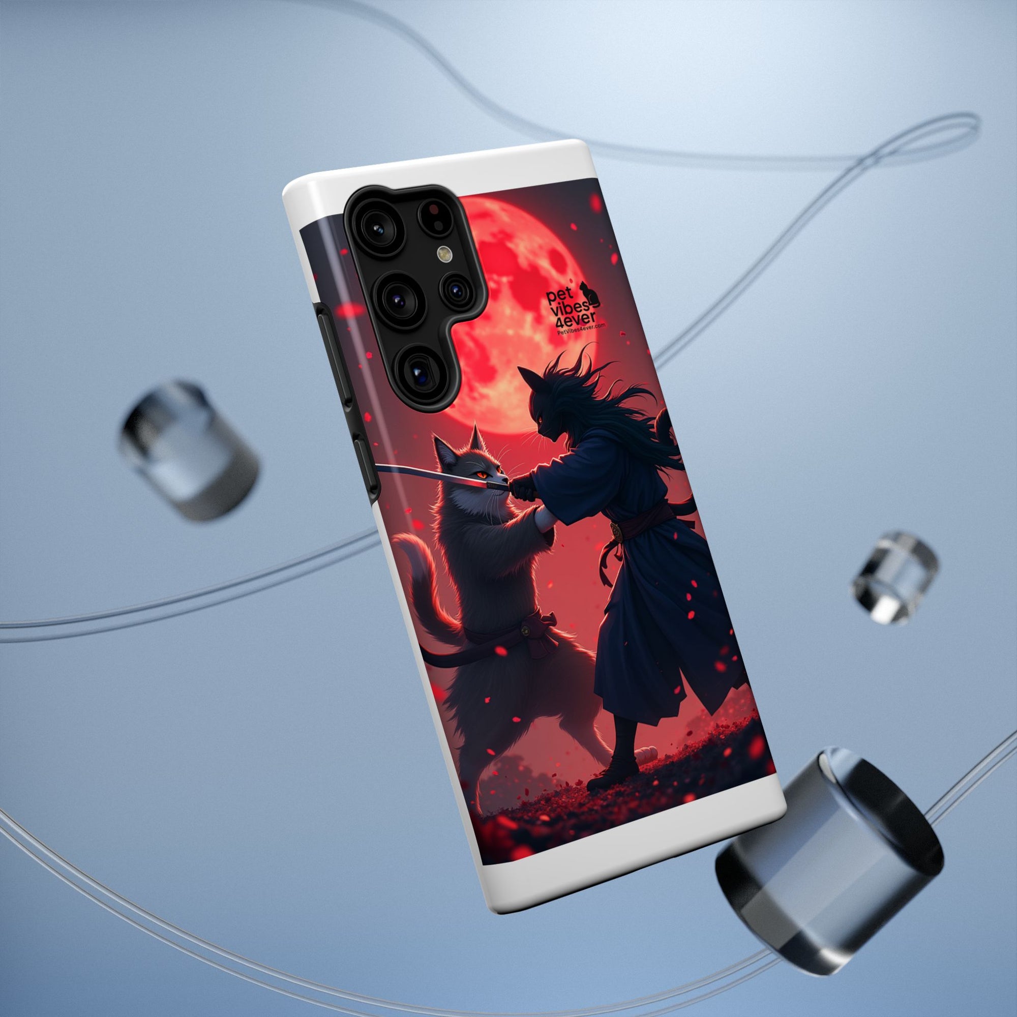 Samurai Cat Phone Case – Impact-Resistant, Pet Lovers, Cool Tech Accessories, Anime Aesthetic, Unique Gifts