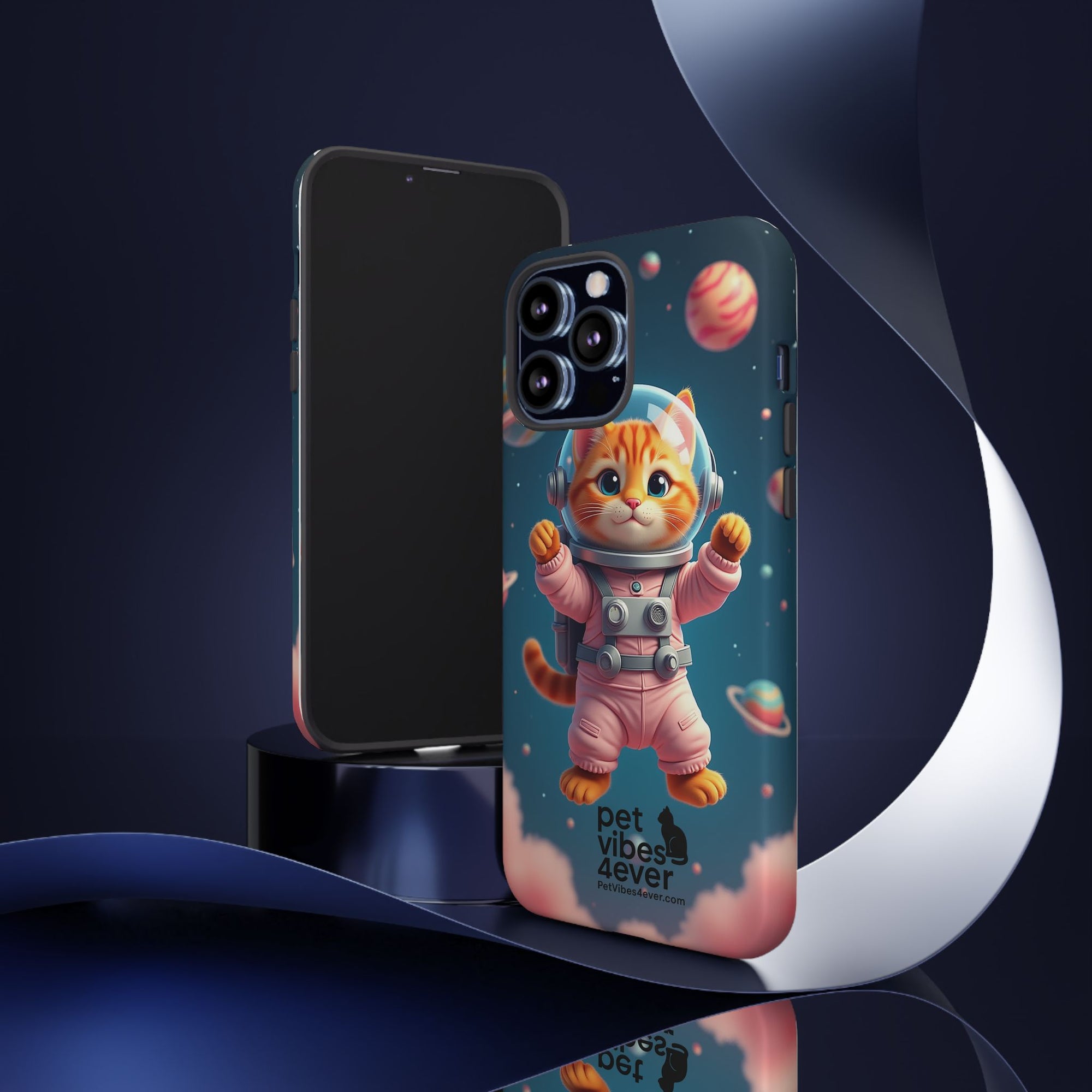Cute Cat Phone Case, Cat Lovers Gift, Astrological Accessories, Fun Tech Gear, Space Theme Phone Cover
