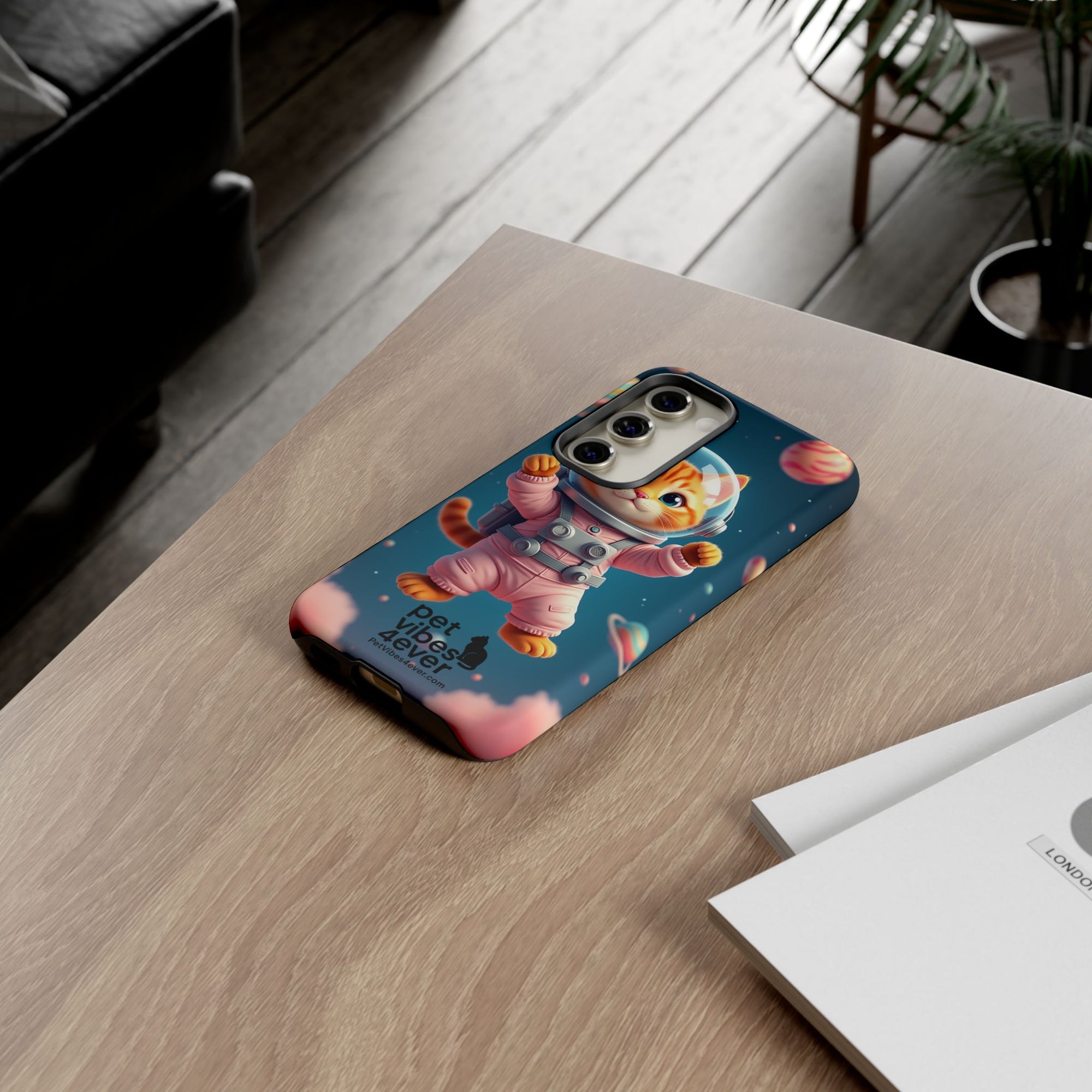Cute Cat Phone Case, Astronaut Cat Case, Pet Lover Gift, Space Theme Accessories, Galaxy Cat Phone Cover