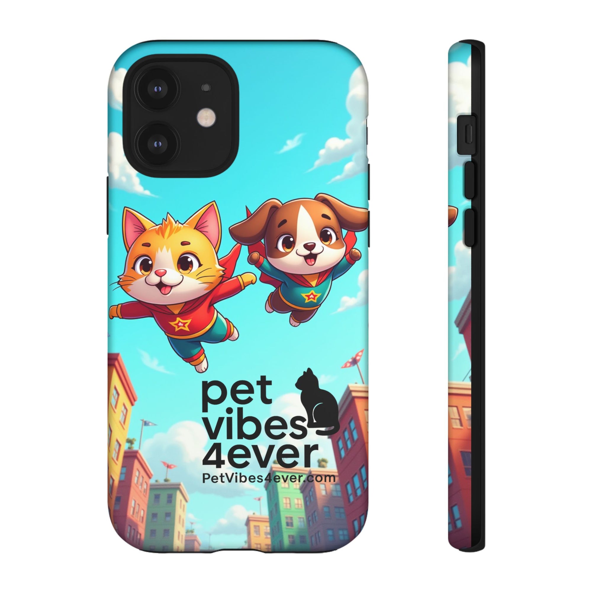 Pet Vibes Phone Case - Playful Cat and Dog Design, Animal Lover Gift, Cute Pet Accessory, Colorful Phone Cover, Fun Pet Gifts