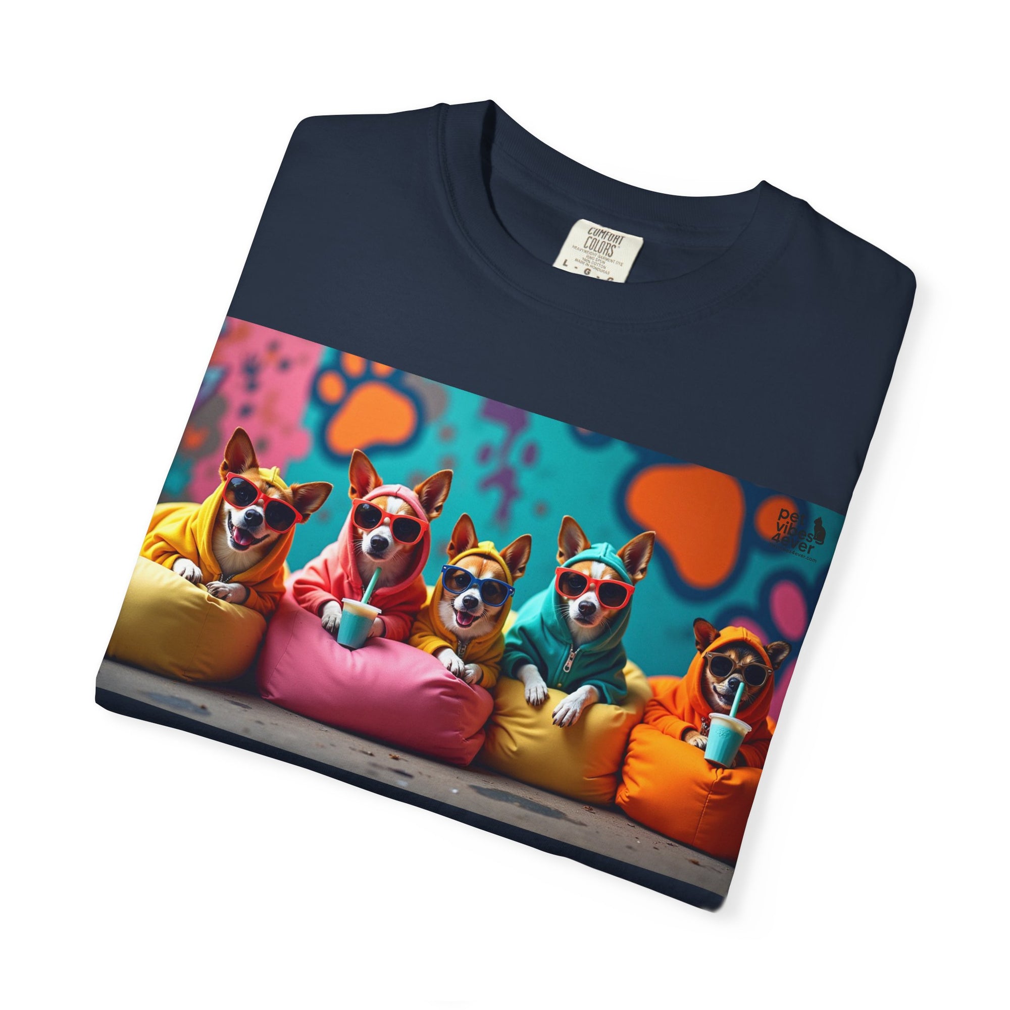Playful Dog-Themed Unisex Garment-Dyed T-shirt, Pet Lover Gift, Casual Wear, Birthday Party Tee, Colorful Animal Art