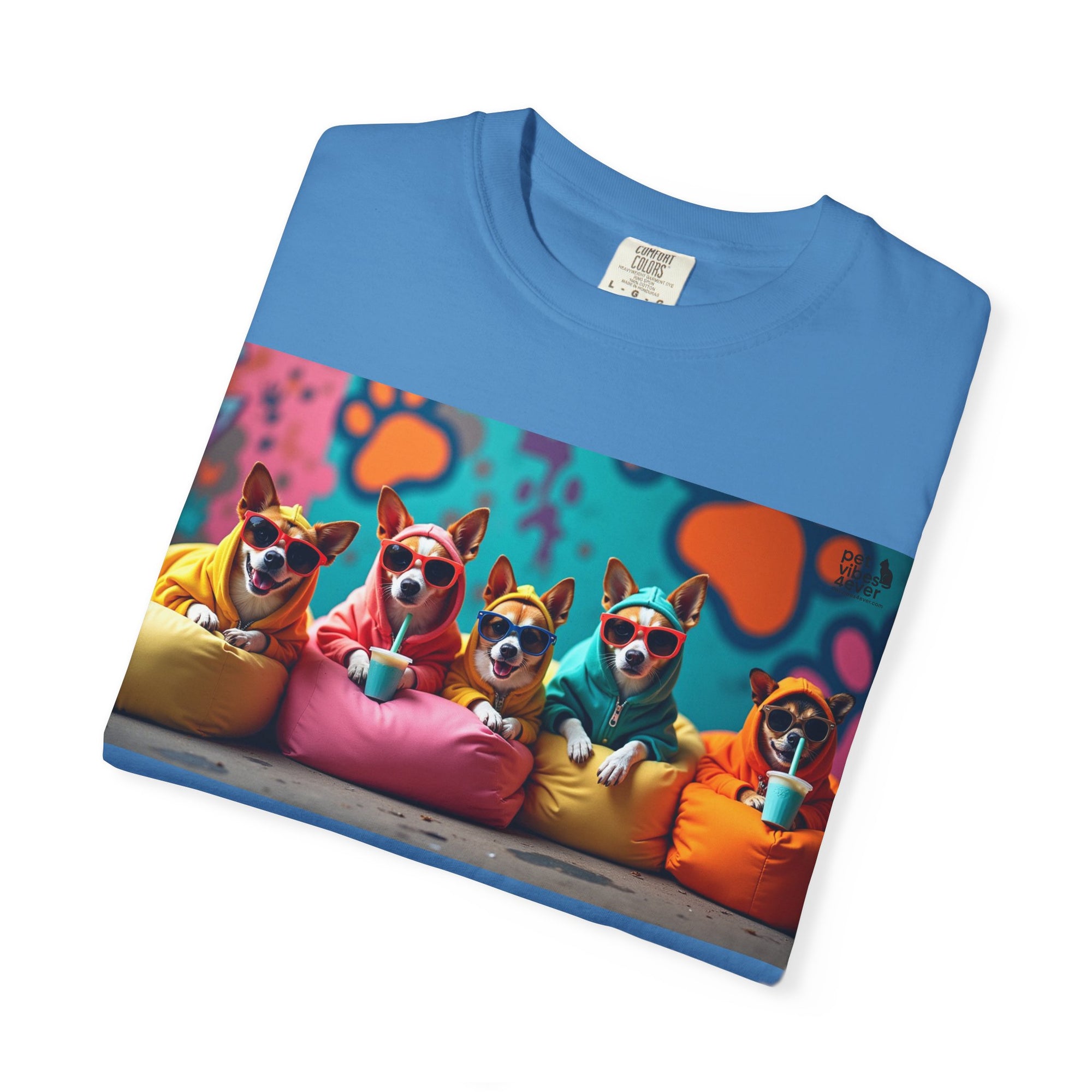 Playful Dog-Themed Unisex Garment-Dyed T-shirt, Pet Lover Gift, Casual Wear, Birthday Party Tee, Colorful Animal Art