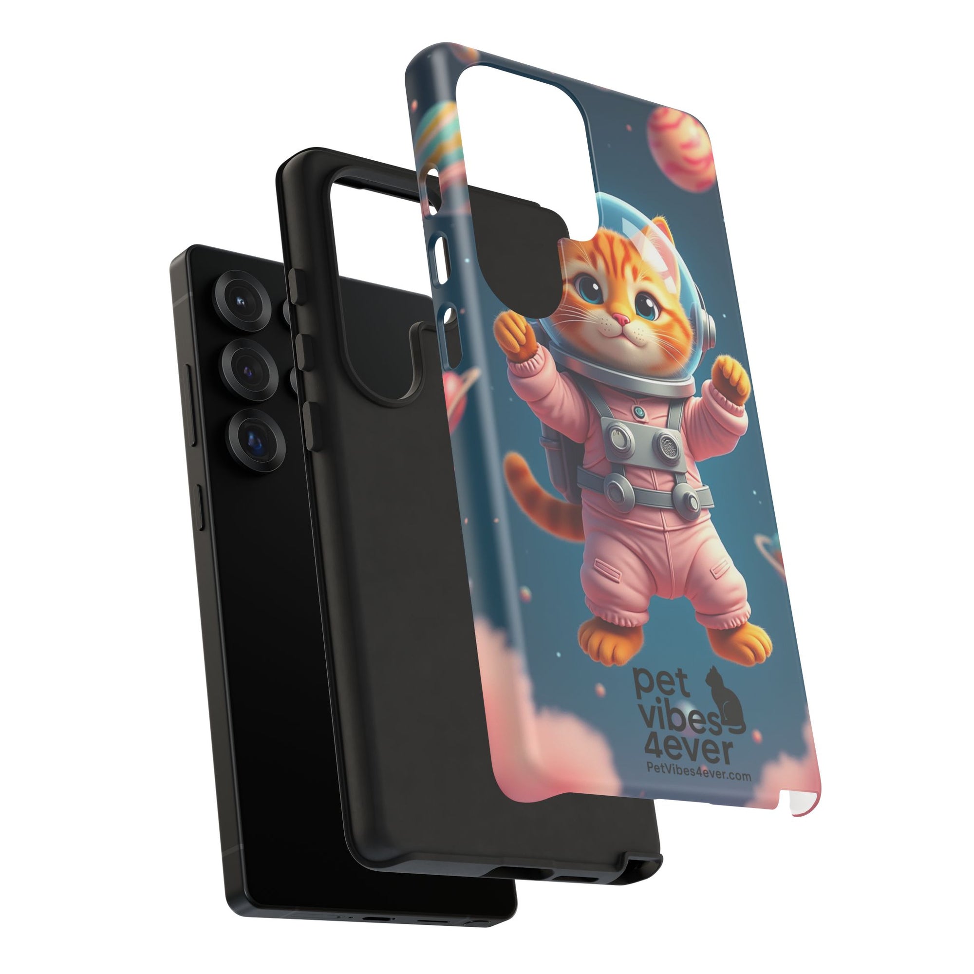 Cute Cat Phone Case, Astronaut Cat Case, Pet Lover Gift, Space Theme Accessories, Galaxy Cat Phone Cover