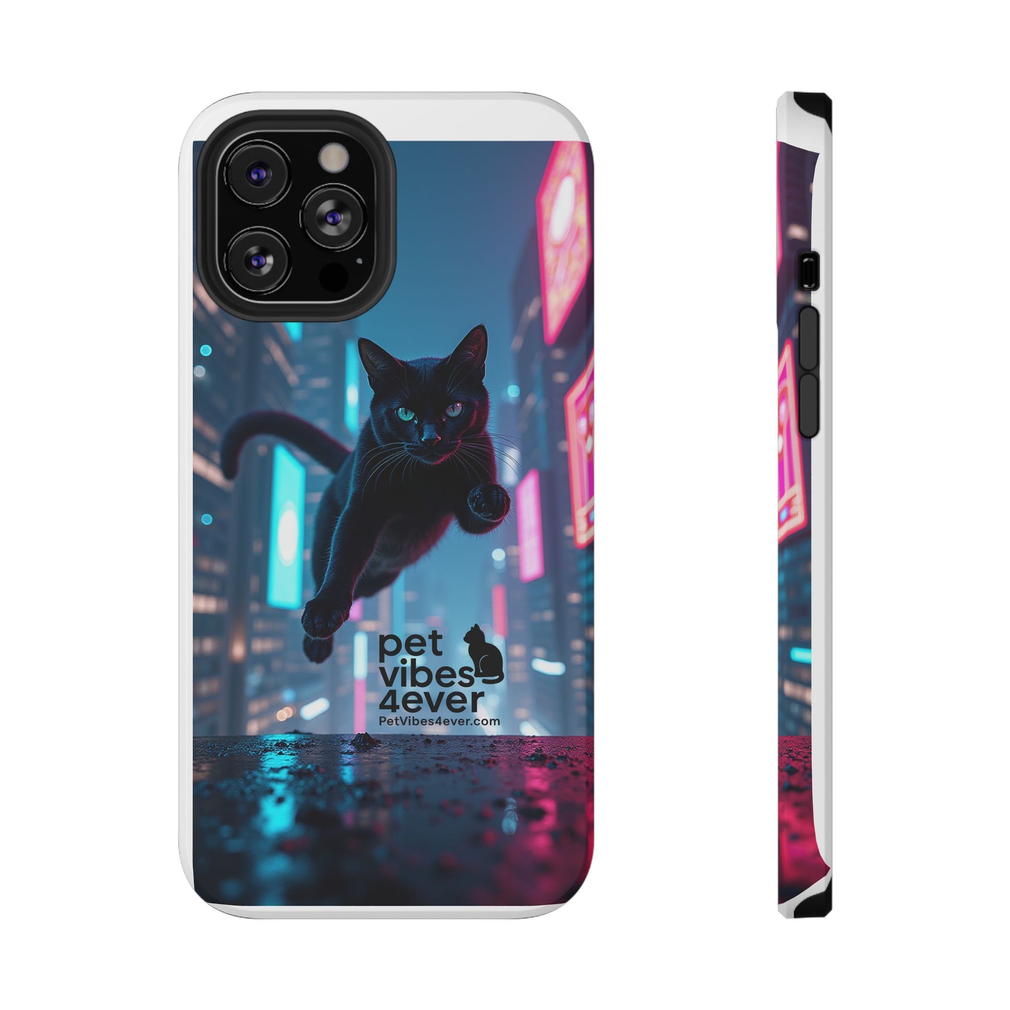Cat-Themed Phone Case with Pet Vibes Design, Impact-Resistant Phone Case, Gift for Cat Lovers, Cute Pet Merchandise, Stylish Phone Accessory