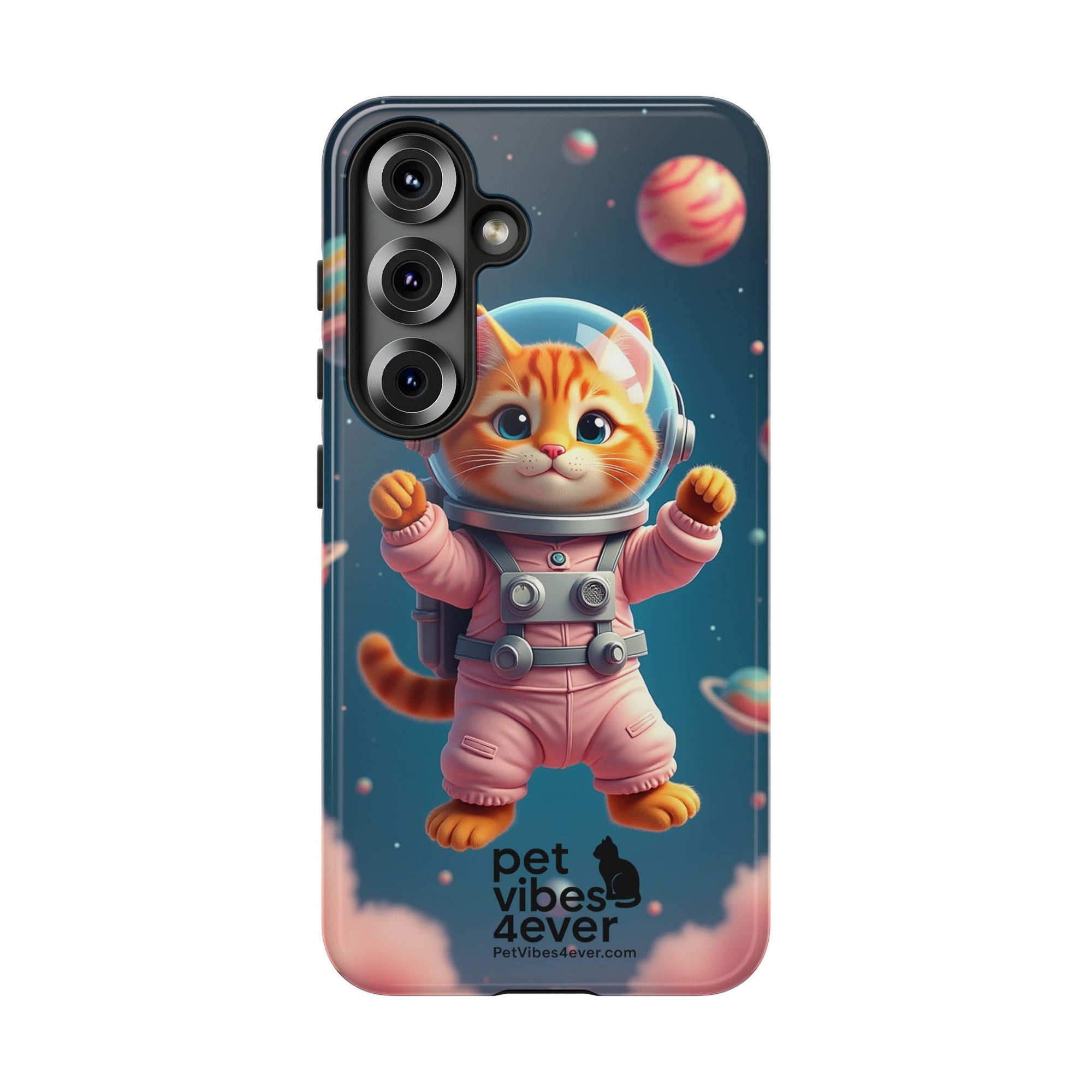 Cute Cat Phone Case, Astronaut Cat Case, Pet Lover Gift, Space Theme Accessories, Galaxy Cat Phone Cover