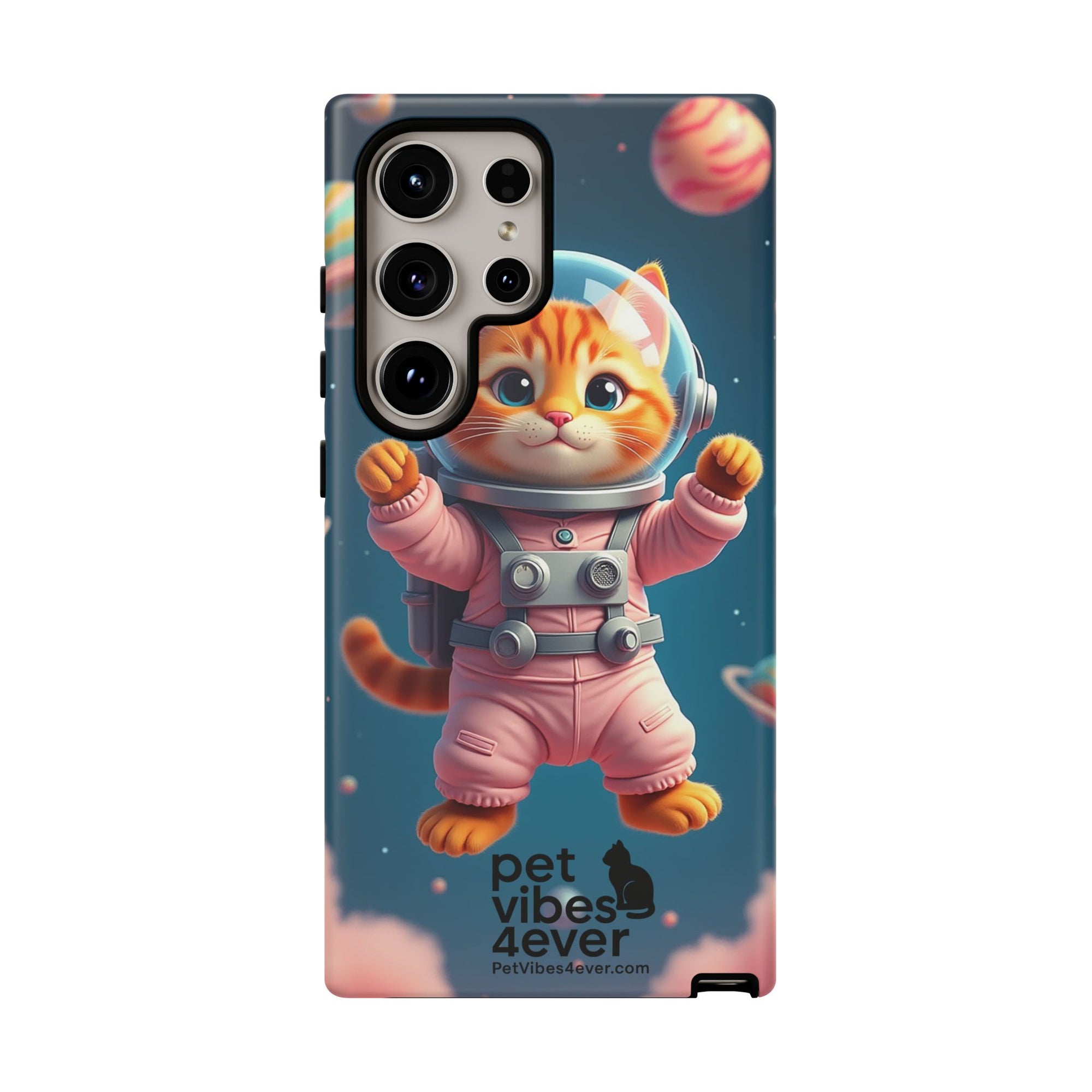 Cute Cat Phone Case, Astronaut Cat Case, Pet Lover Gift, Space Theme Accessories, Galaxy Cat Phone Cover