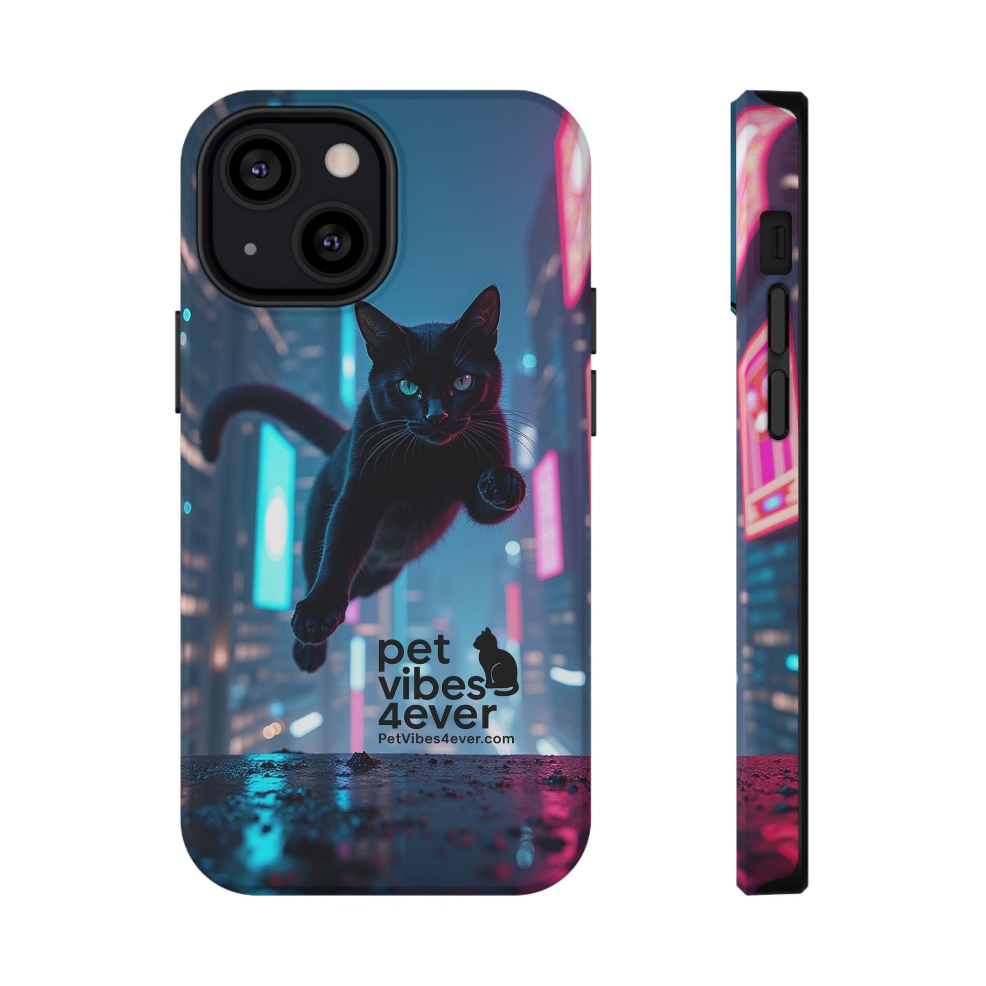 Cat-Themed Phone Case with Pet Vibes Design, Impact-Resistant Phone Case, Gift for Cat Lovers, Cute Pet Merchandise, Stylish Phone Accessory